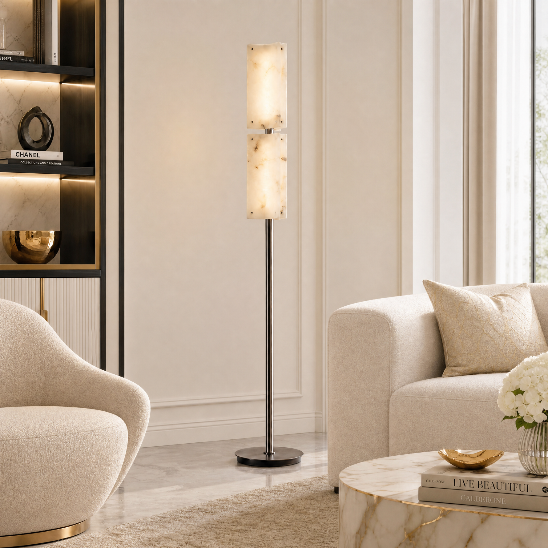 Yiosi Cloud Brocade Double Natural Stone Floor Lamp