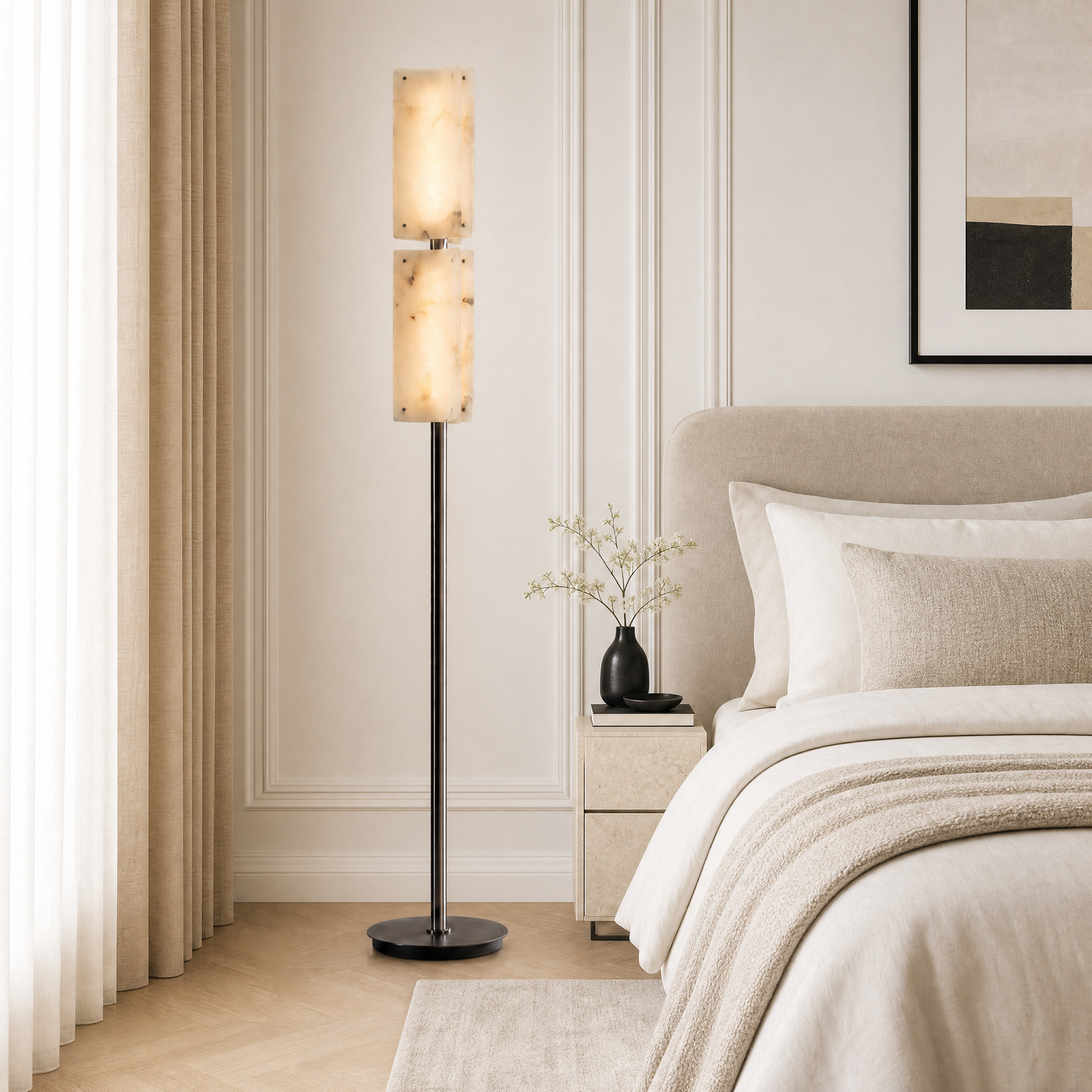 Yiosi Cloud Brocade Double Natural Stone Floor Lamp
