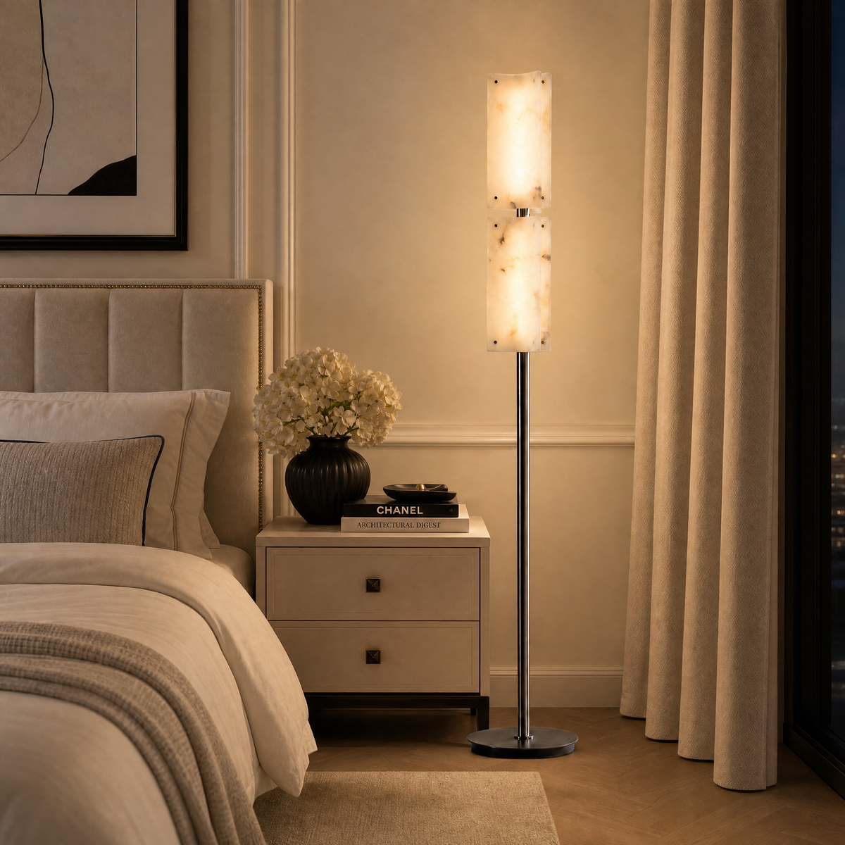 Yiosi Cloud Brocade Double Natural Stone Floor Lamp