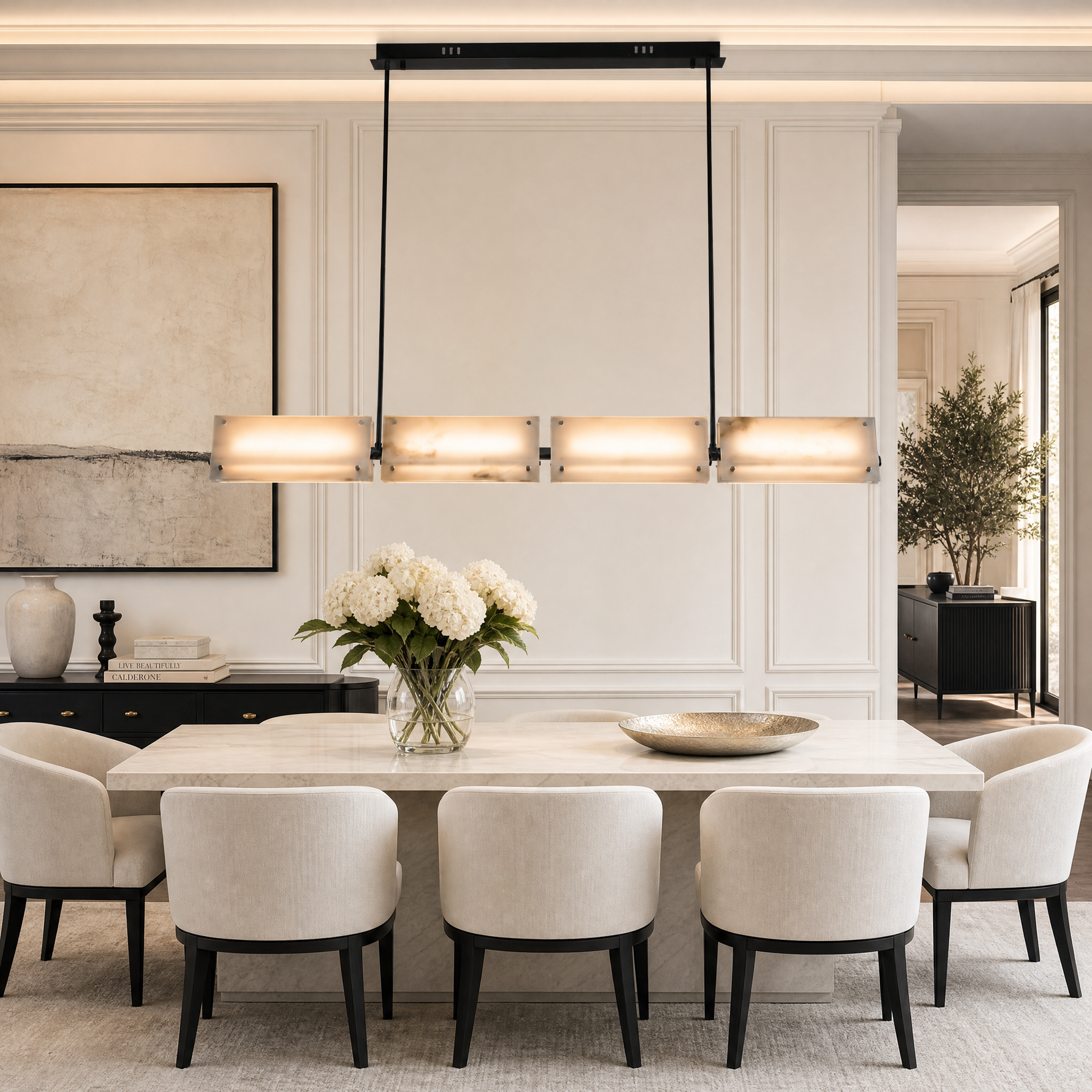 Yiosi Cloud Brocade Linear Natural Stone Chandelier