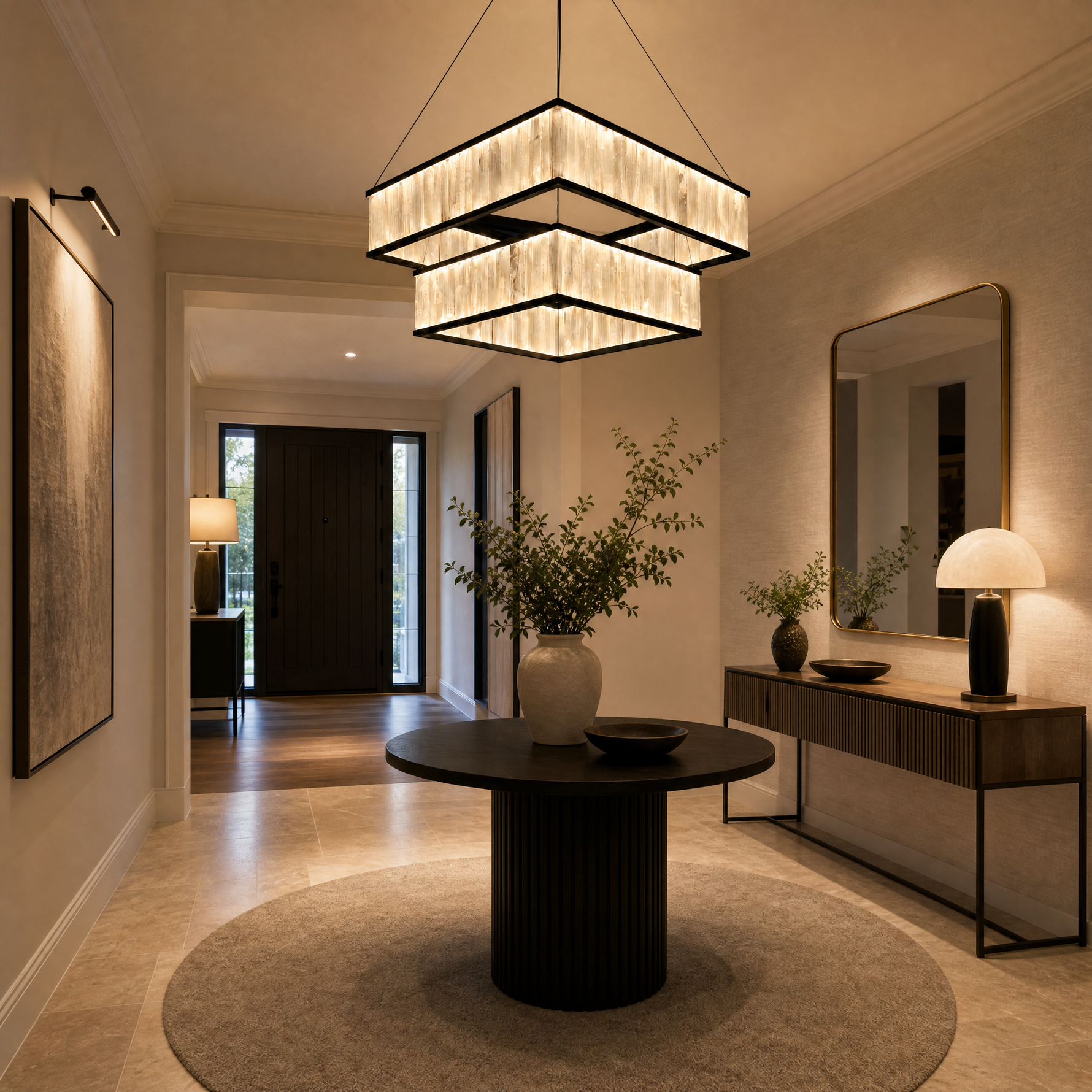 Yiosi Crystara Natural Stone Pendant Light 24"