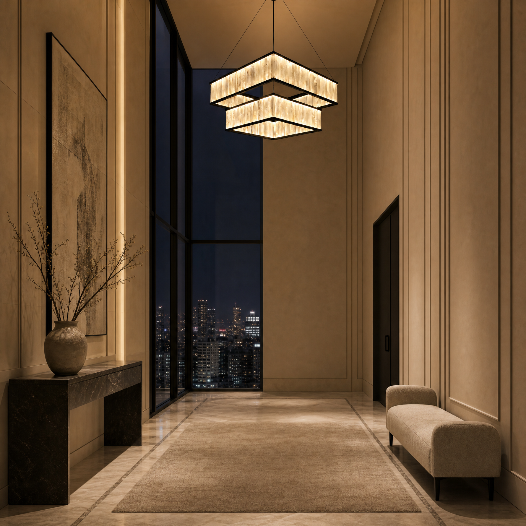 Yiosi Crystara Natural Stone Pendant Light 24"