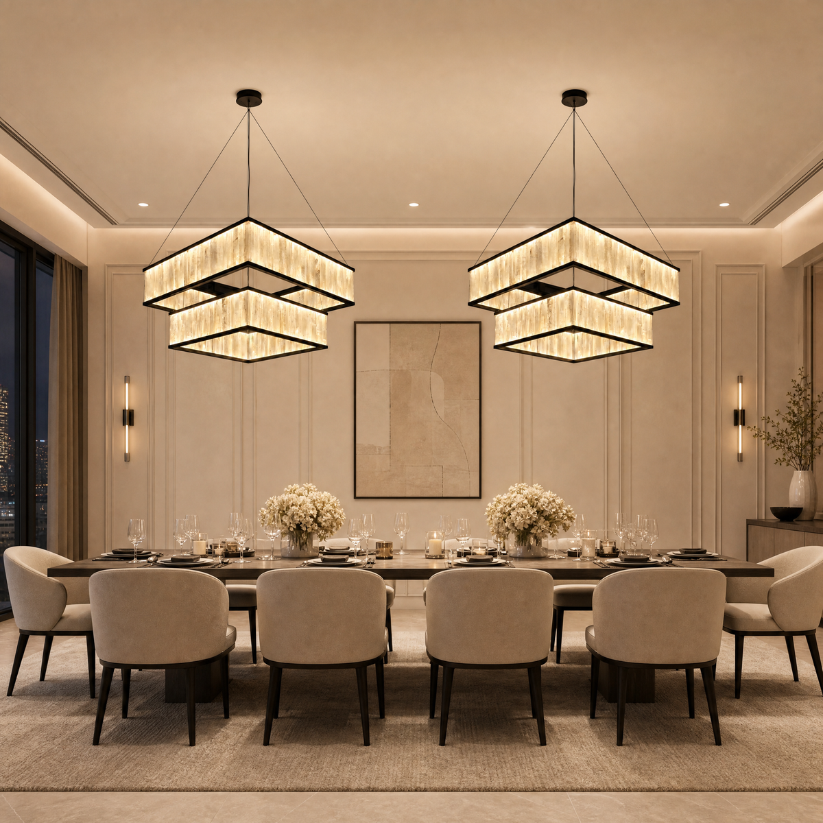 Yiosi Crystara Natural Stone Pendant Light 24"