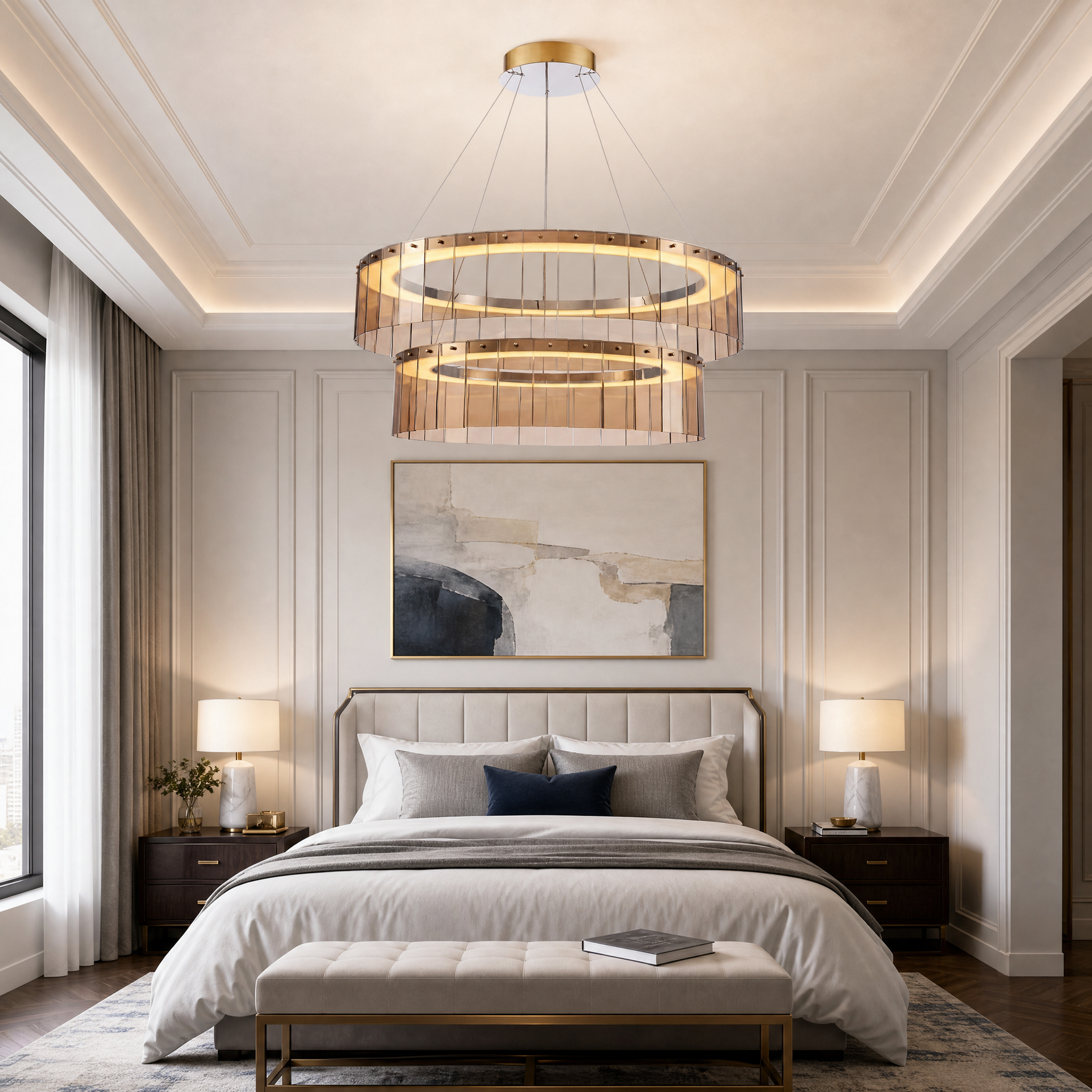 Yiosi Double-Tier Glass Chandelier 39"