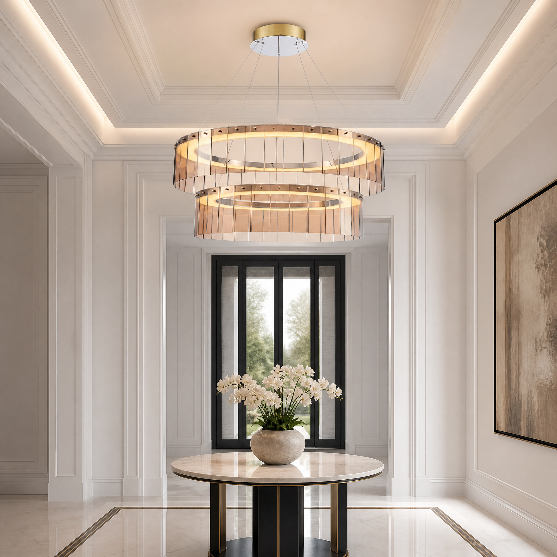 Yiosi Double-Tier Glass Chandelier 39"