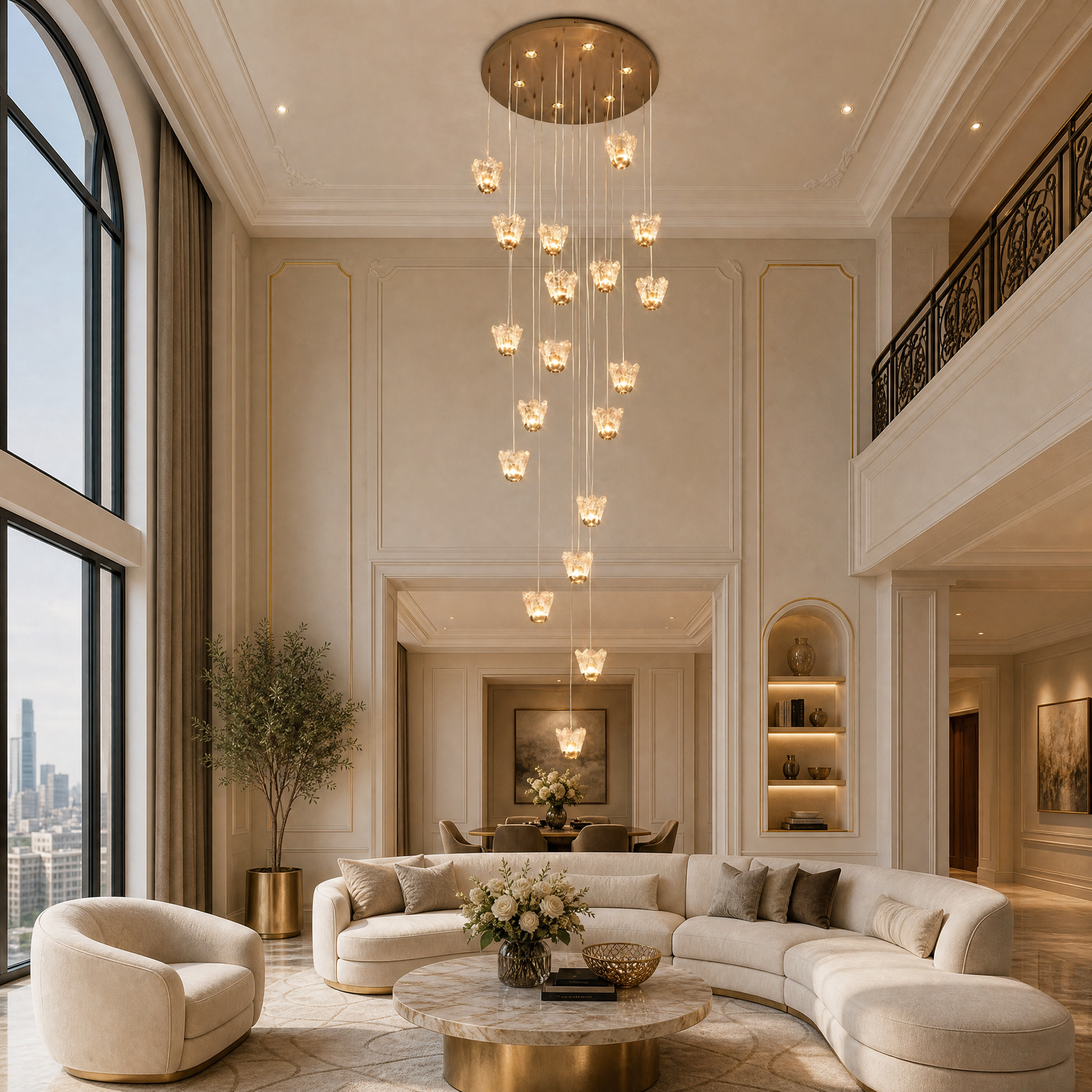 Yiosi Flowers Cascading Glass Chandelier
