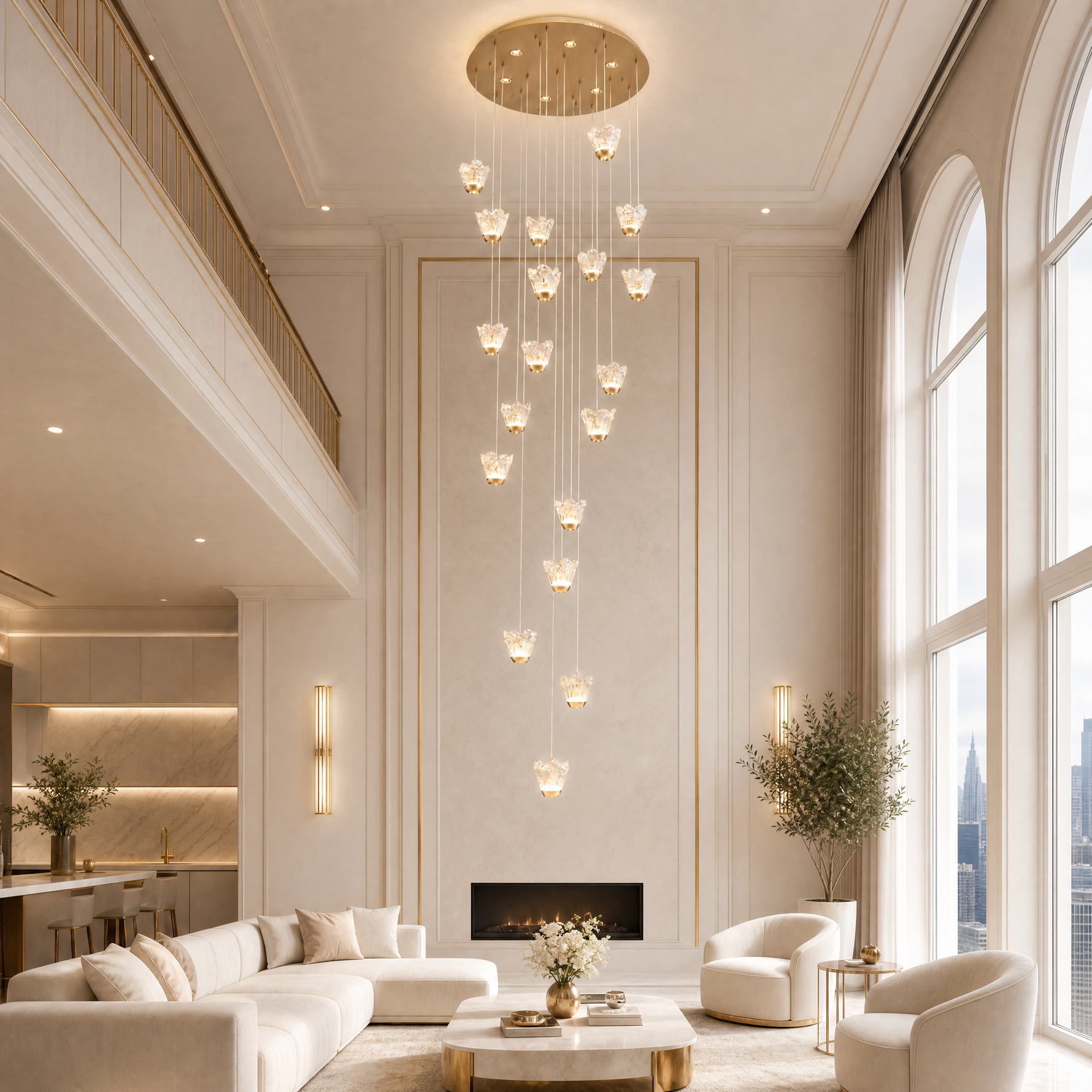 Yiosi Flowers Cascading Glass Chandelier