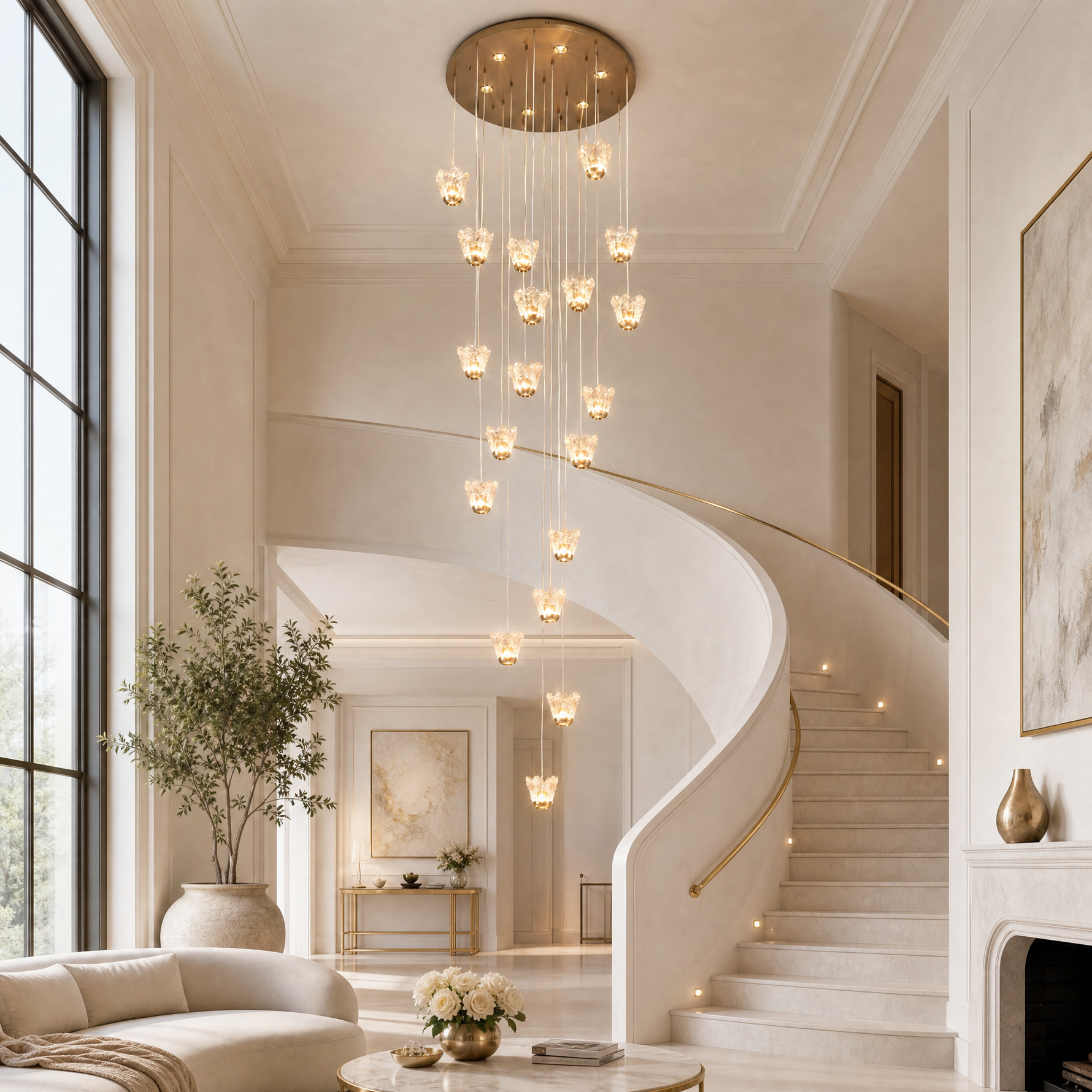 Yiosi Flowers Cascading Glass Chandelier