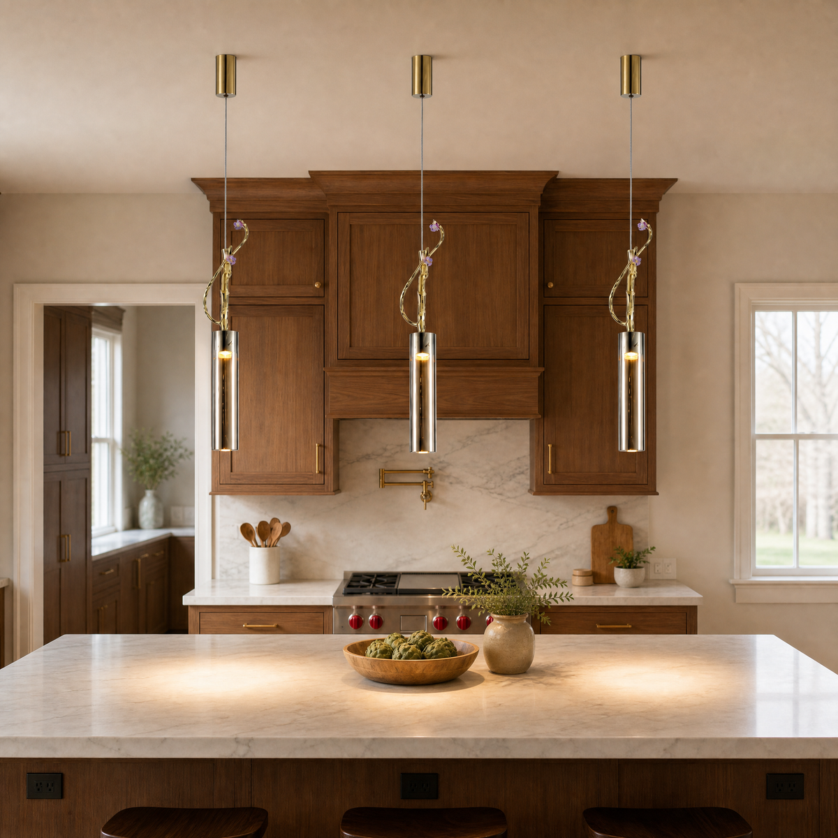 Yiosi Flowing Branch Glass Pendant Light 24"
