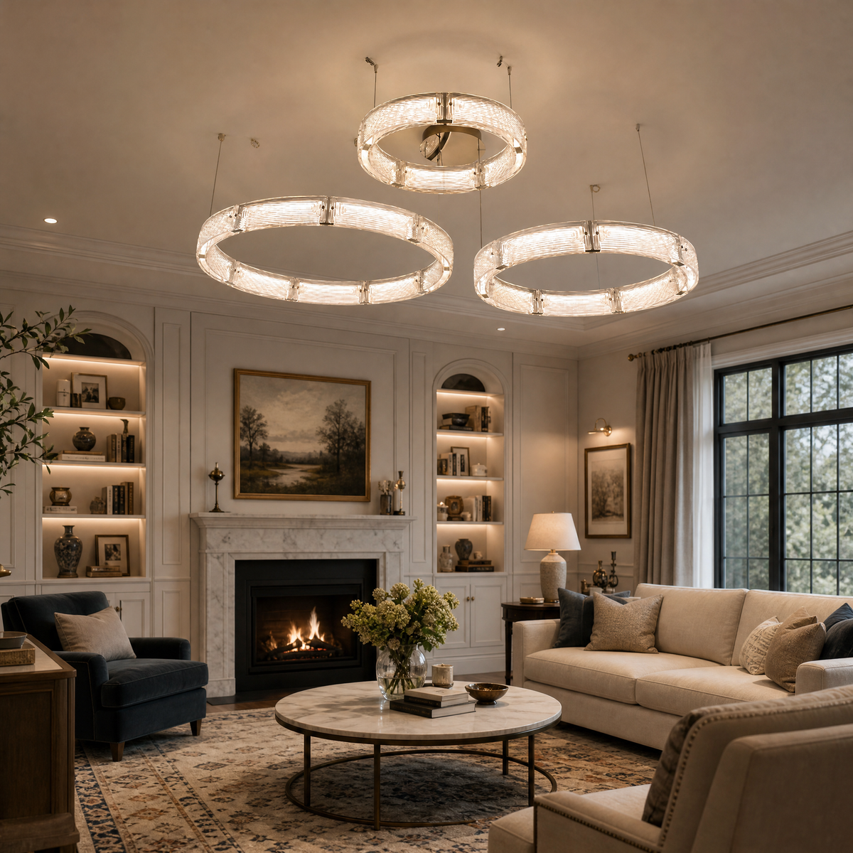 Yiosi Halo 3-Tier Nested Glass Chandelier