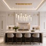 Yiosi Halsey Linear Icicle Crystal Glass Chandelier 47"