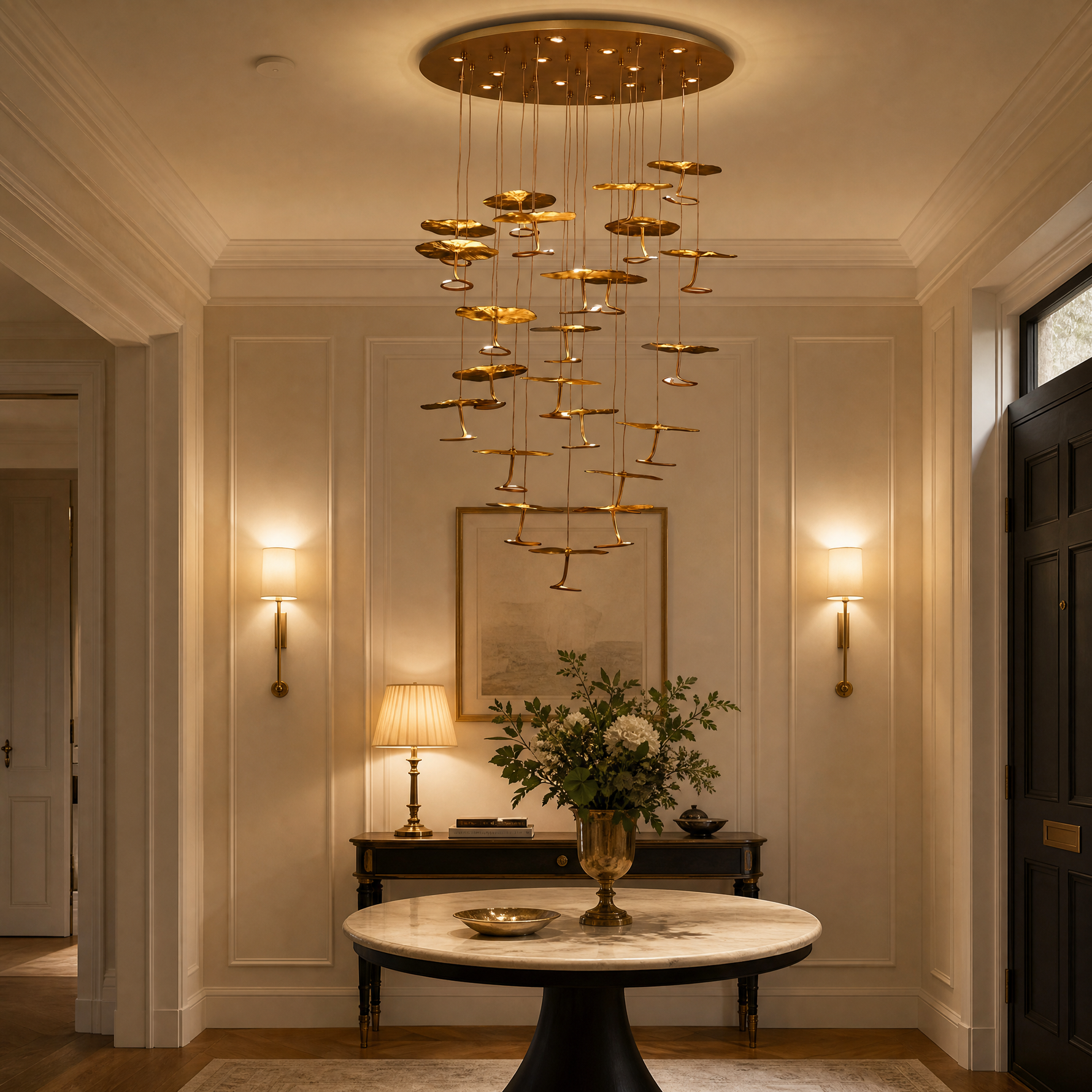 Yiosi Hayes Cascading Brass Chandelier 31.5" D