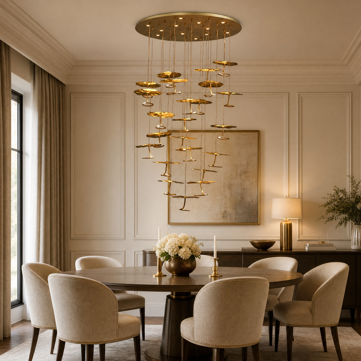 Yiosi Hayes Cascading Brass Chandelier 31.5" D