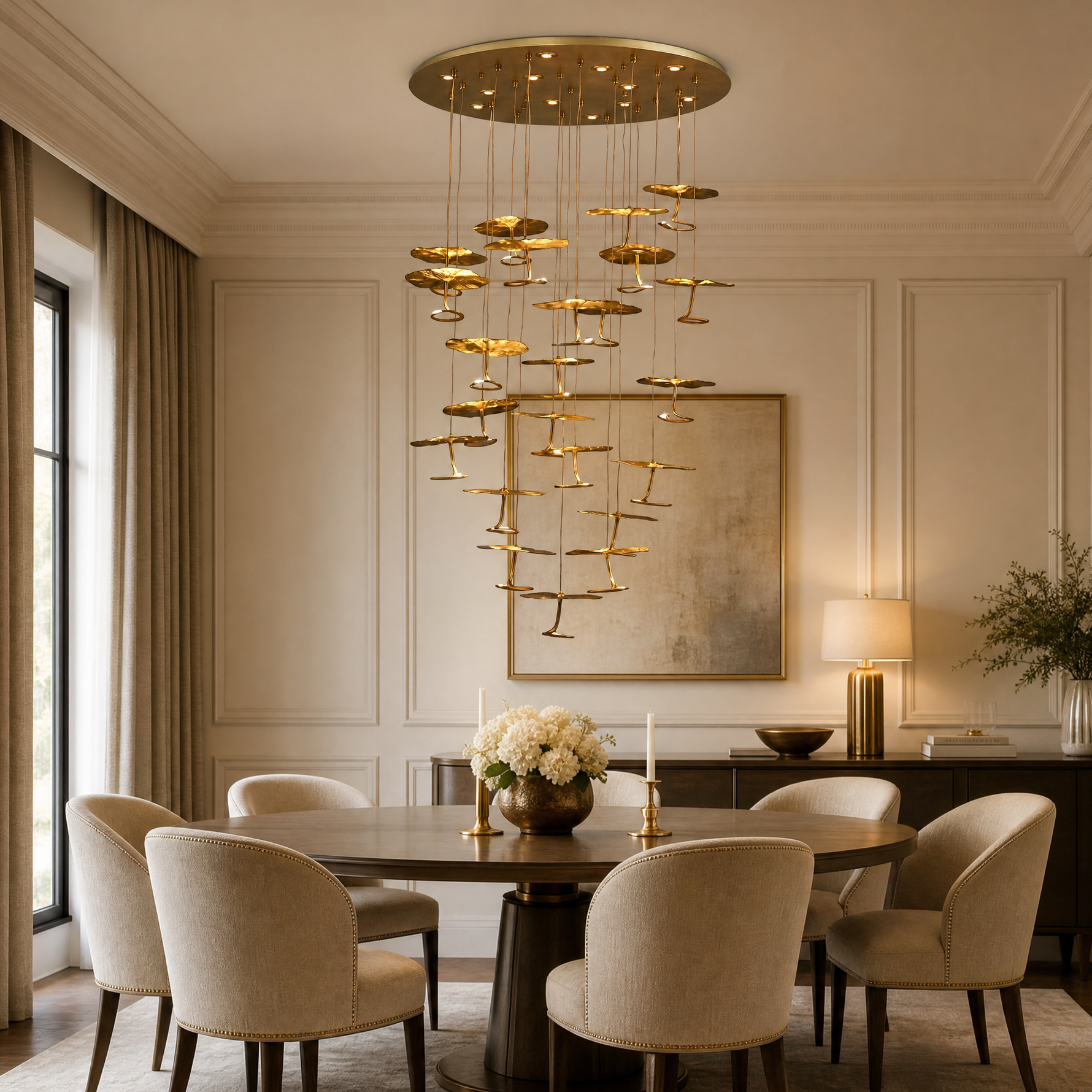 Yiosi Hayes Cascading Brass Chandelier 31.5" D