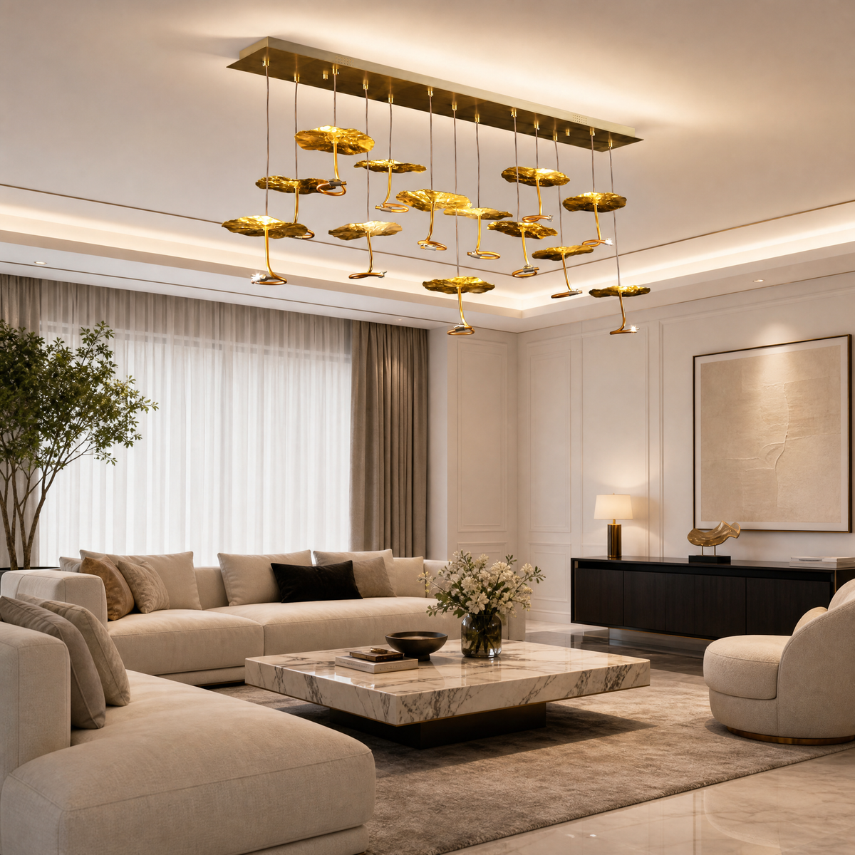 Yiosi Hayes Linear Brass Chandelier 51.2" L