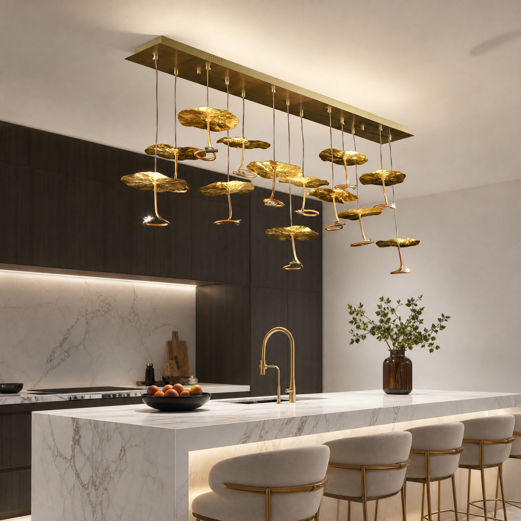 Yiosi Hayes Linear Brass Chandelier 51.2" L