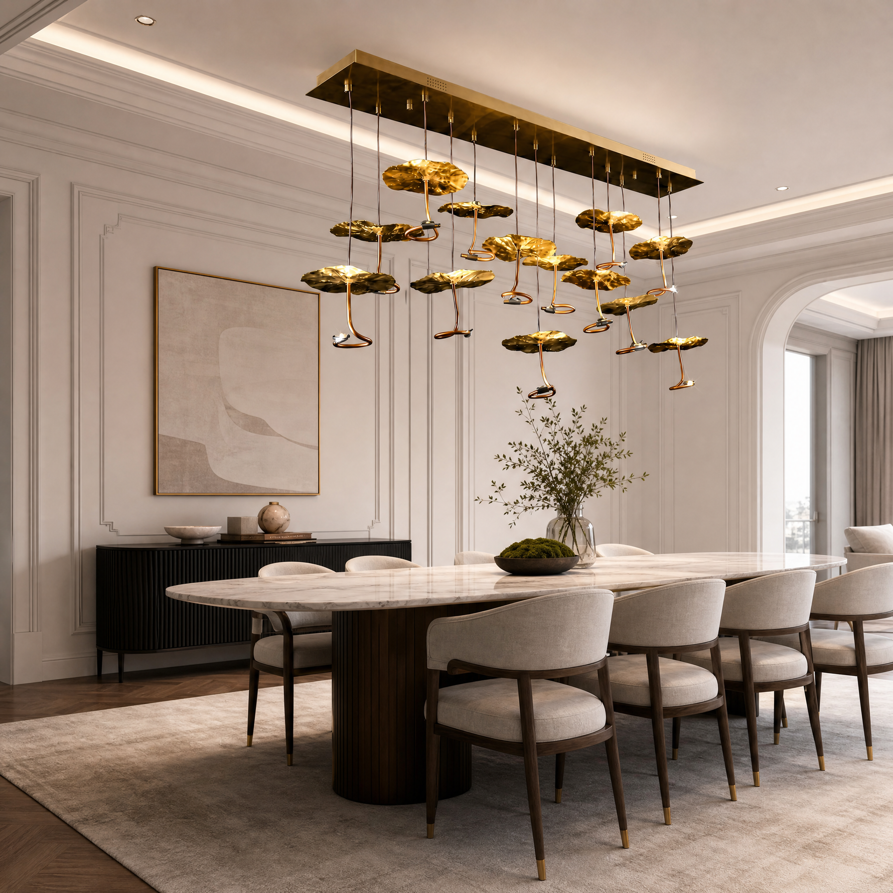 Yiosi Hayes Linear Brass Chandelier 51.2" L