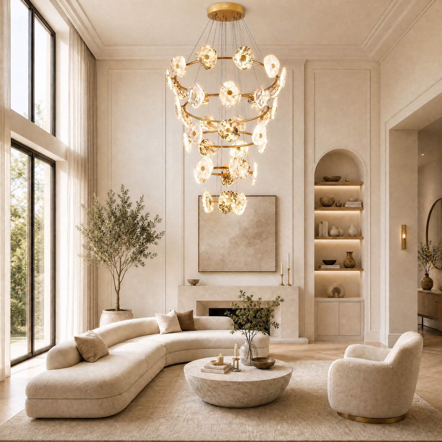 Yiosi High Luxury Cascading Multi-Tier Natural Stone Chandelier