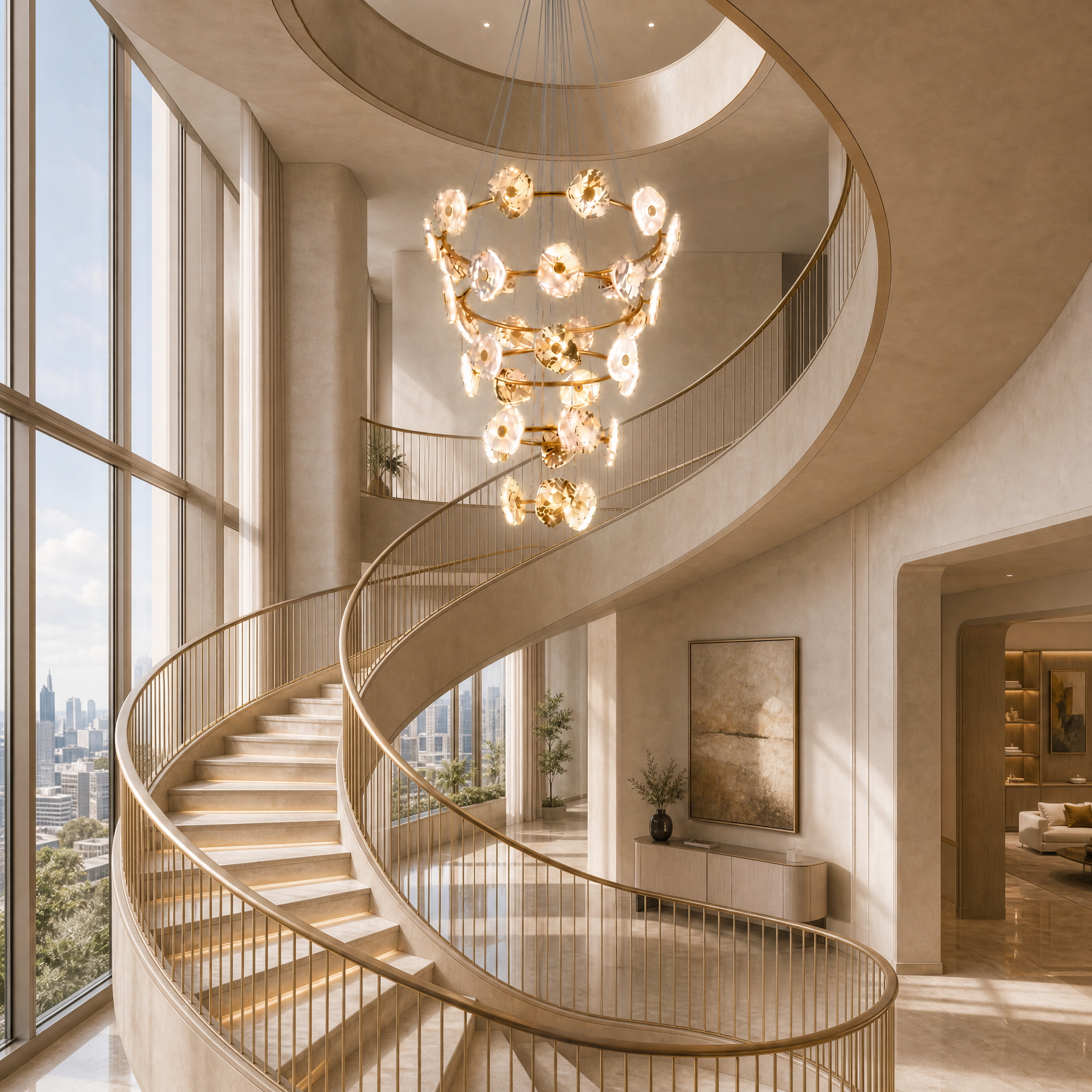 Yiosi High Luxury Cascading Multi-Tier Natural Stone Chandelier