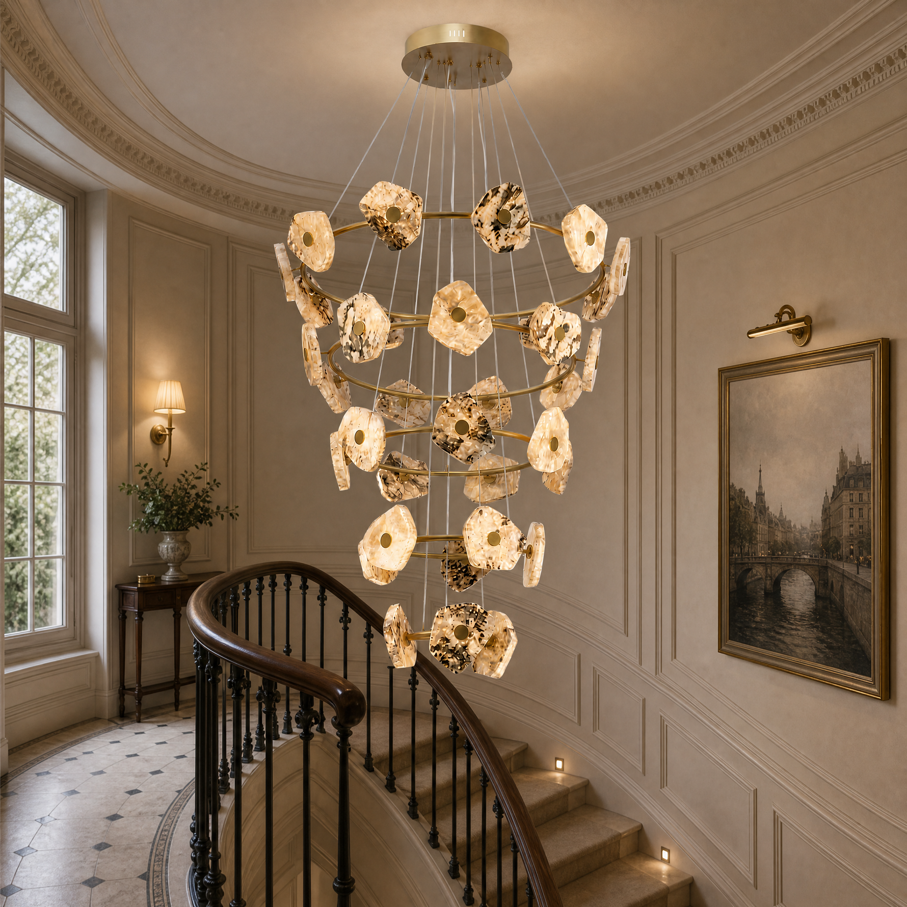 Yiosi High Luxury Cascading Multi-Tier Natural Stone Chandelier