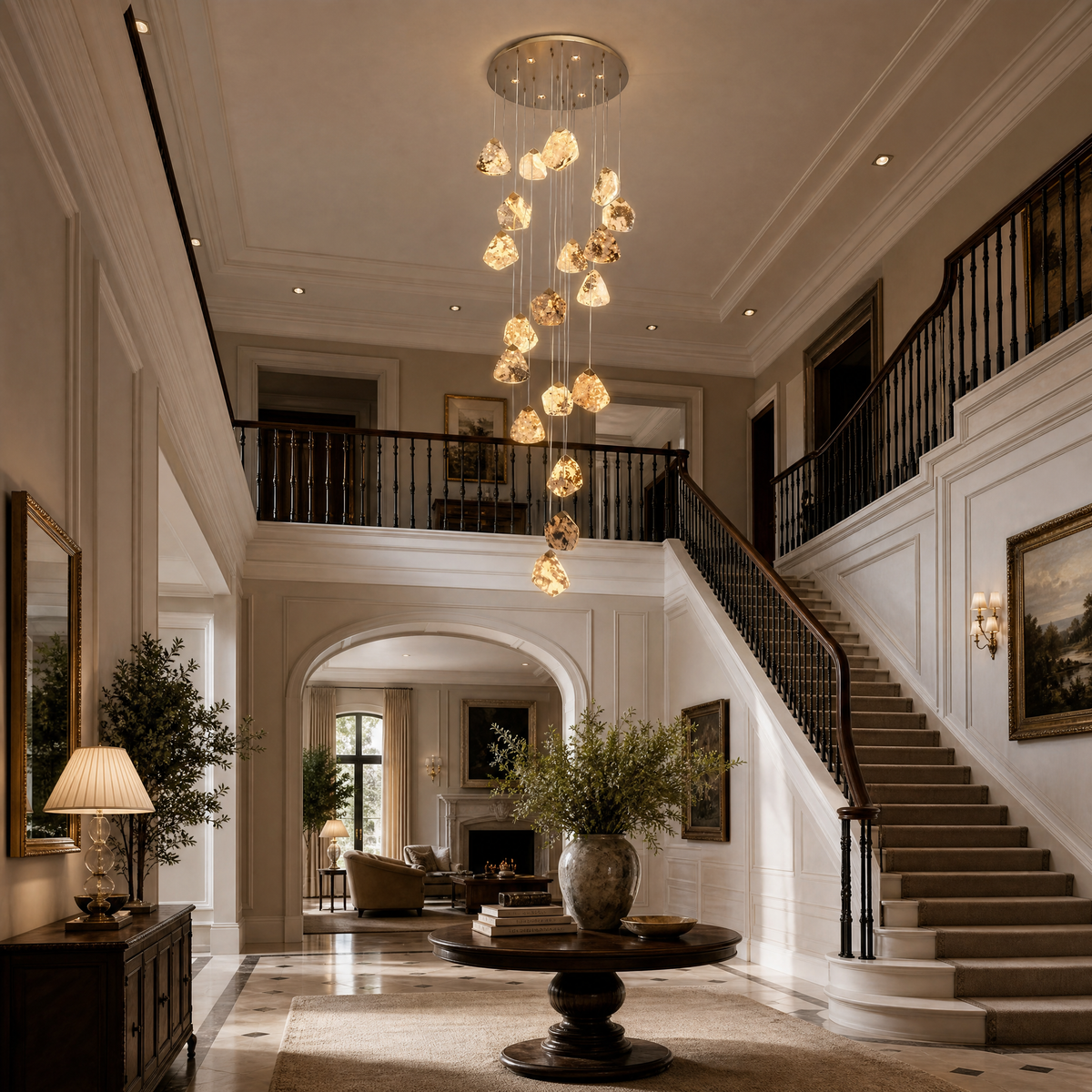 Yiosi High Luxury Cascading Natural Stone Chandelier