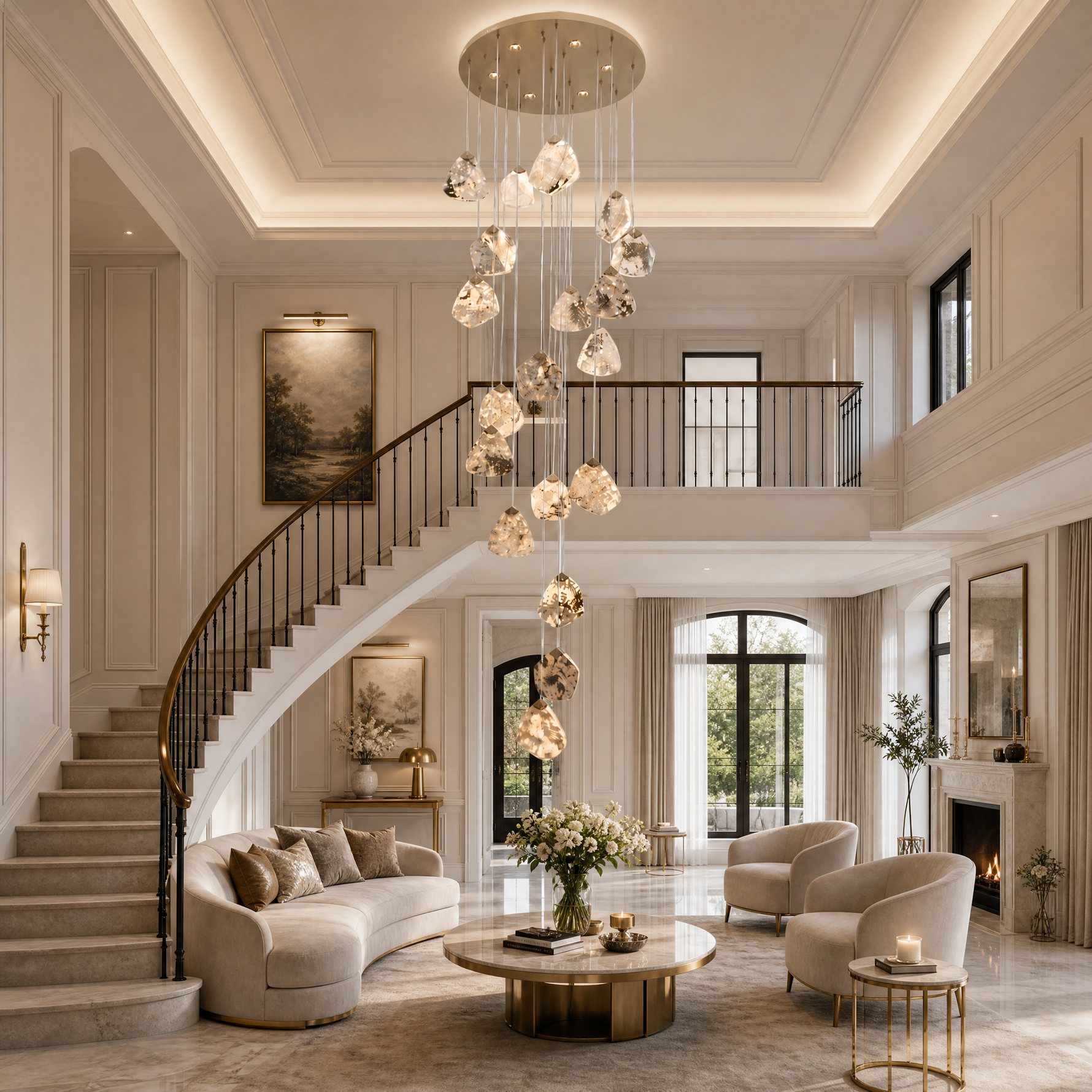 Yiosi High Luxury Cascading Natural Stone Chandelier