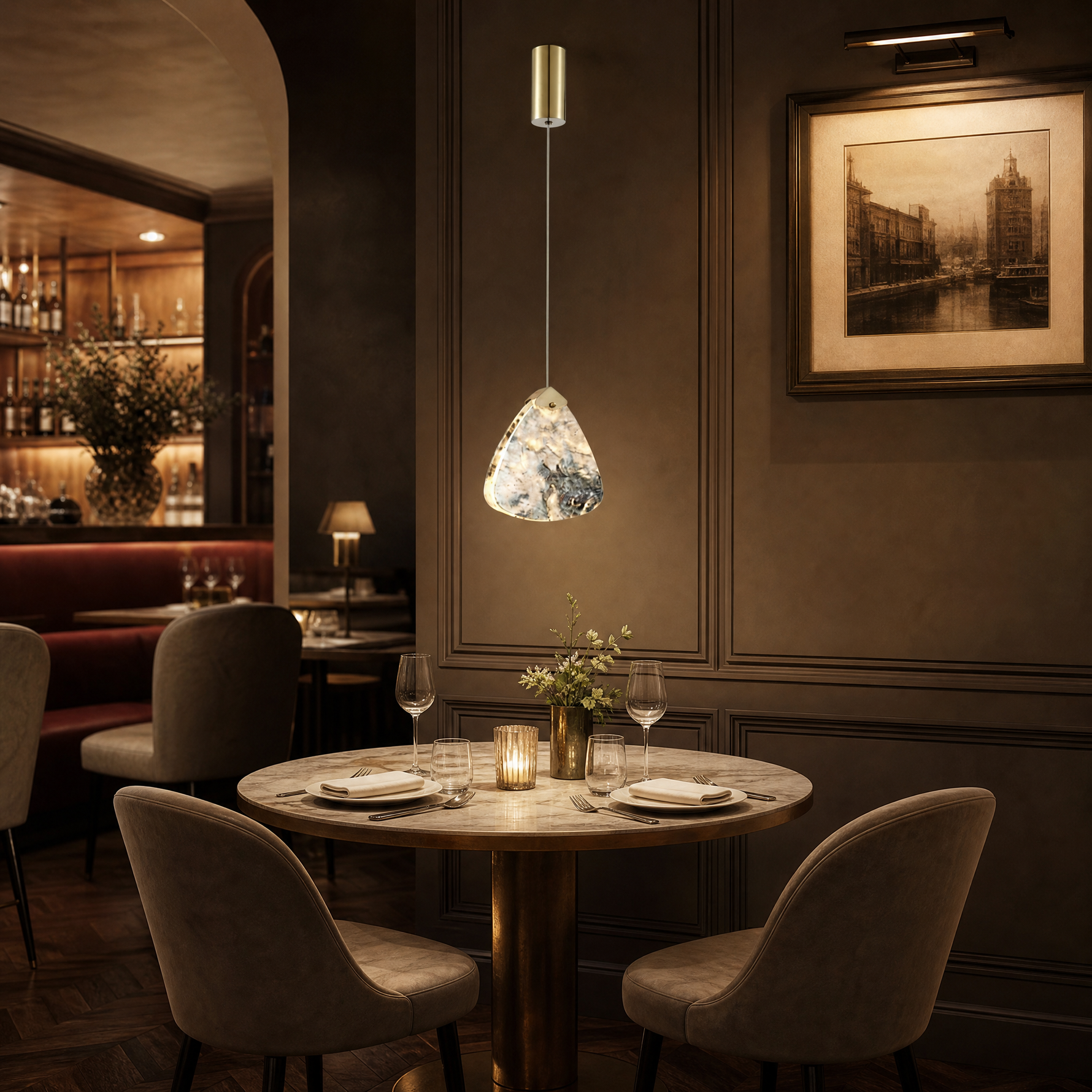 Yiosi High Luxury Mini Natural Stone Pendant Light Style A