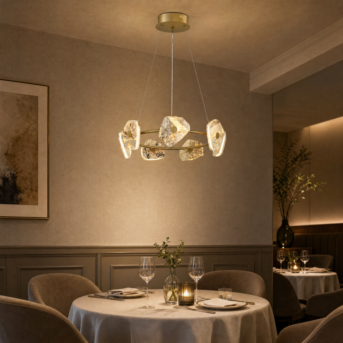 Yiosi High Luxury Natural Stone Chandelier 39"