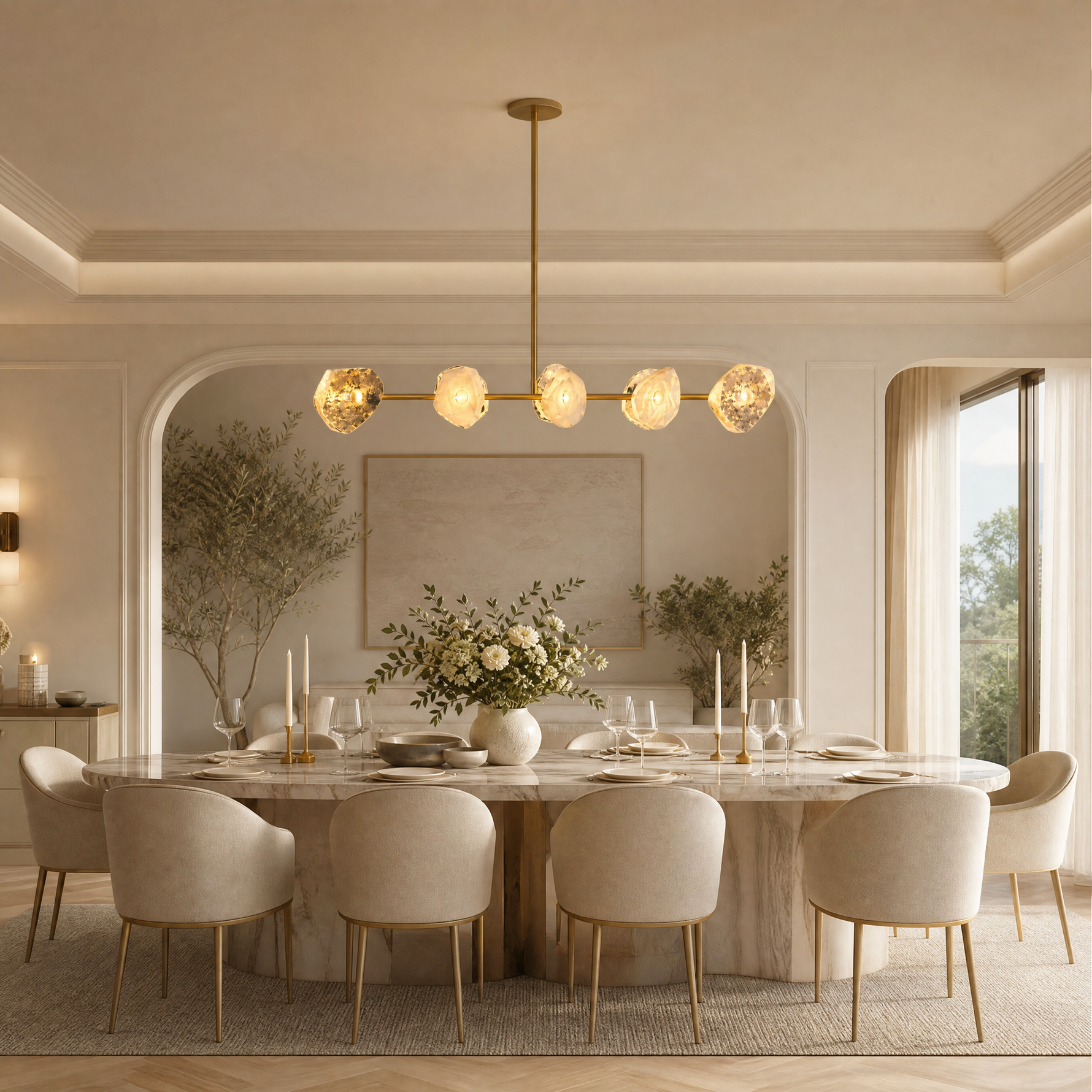 Yiosi High Luxury Natural Stone Chandelier 39"