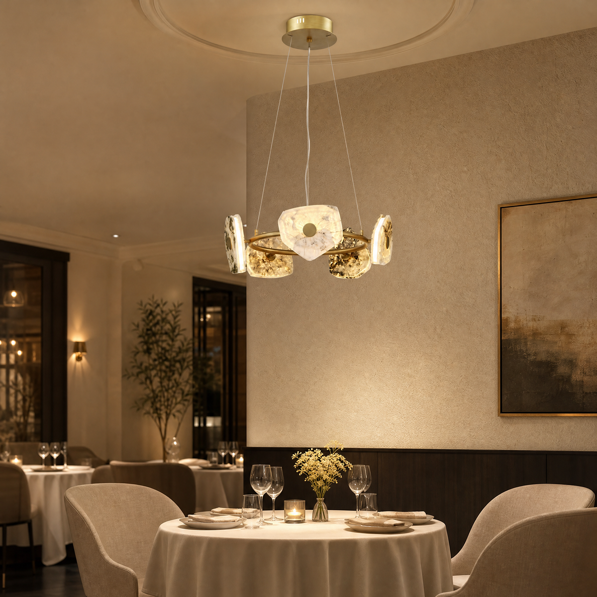 Yiosi High Luxury Natural Stone Chandelier 39"