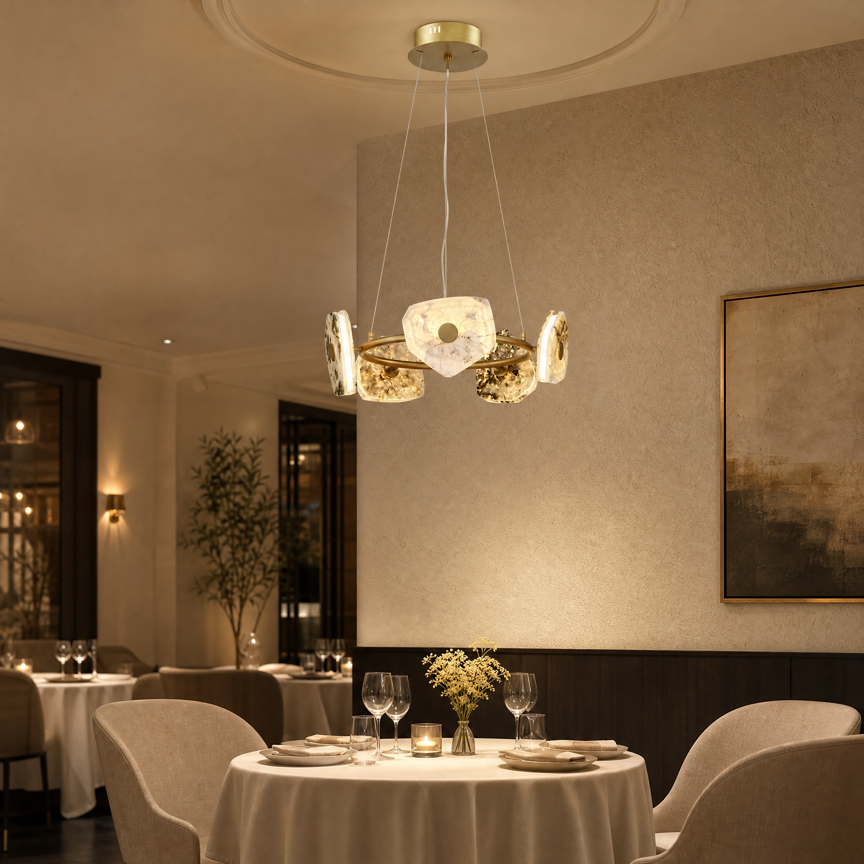 Yiosi High Luxury Natural Stone Chandelier 39"