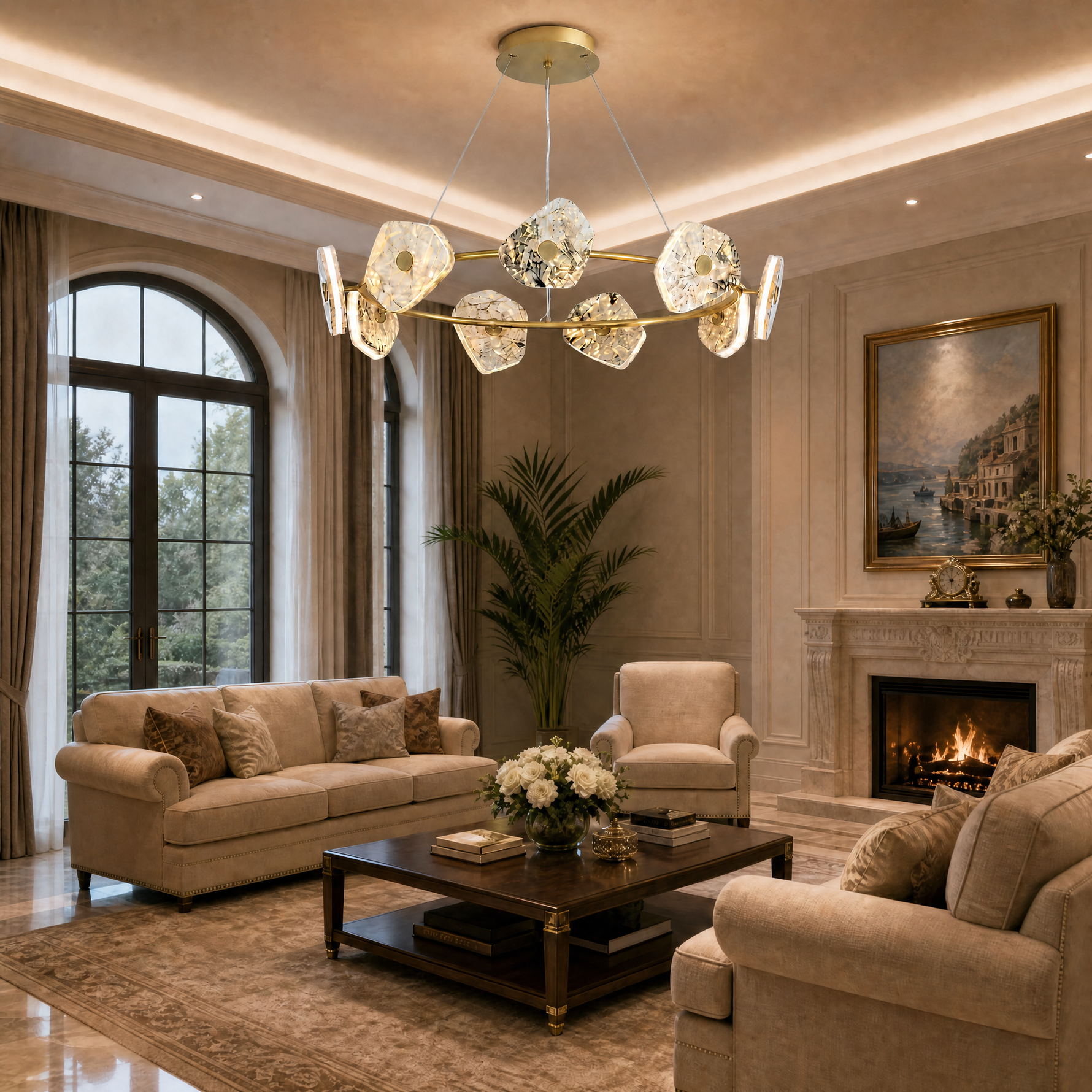 Yiosi High Luxury Natural Stone Chandelier 39"