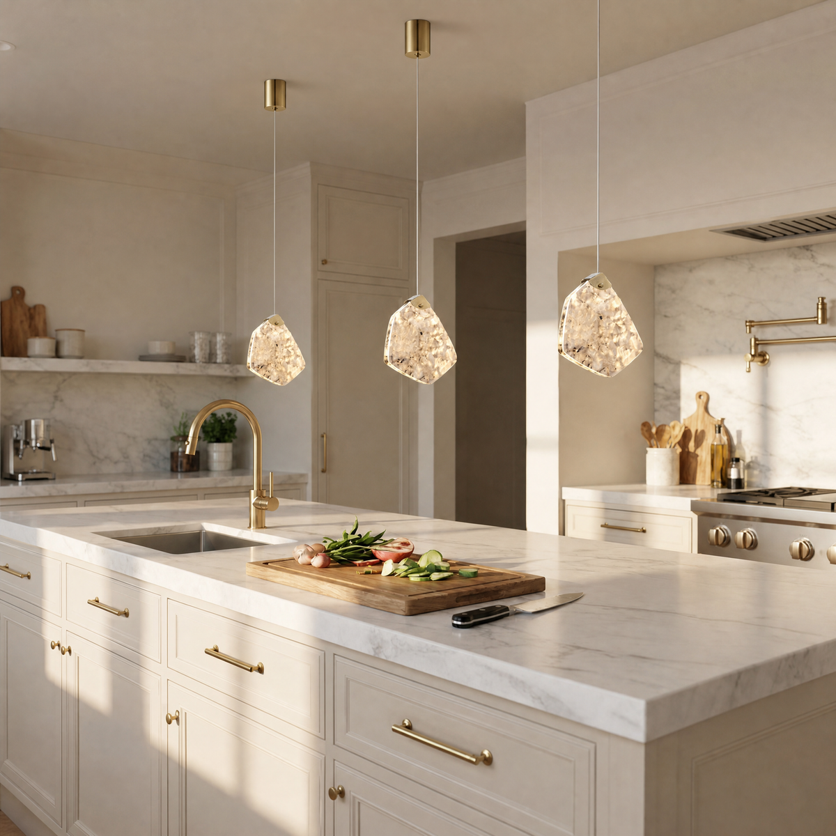 Yiosi High Luxury Natural Stone Pendant Light Style B
