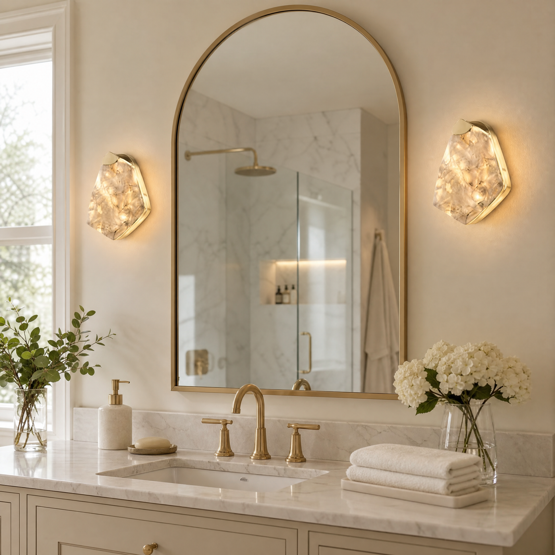 Yiosi High Luxury Natural Stone Wall Sconce 8" Style A