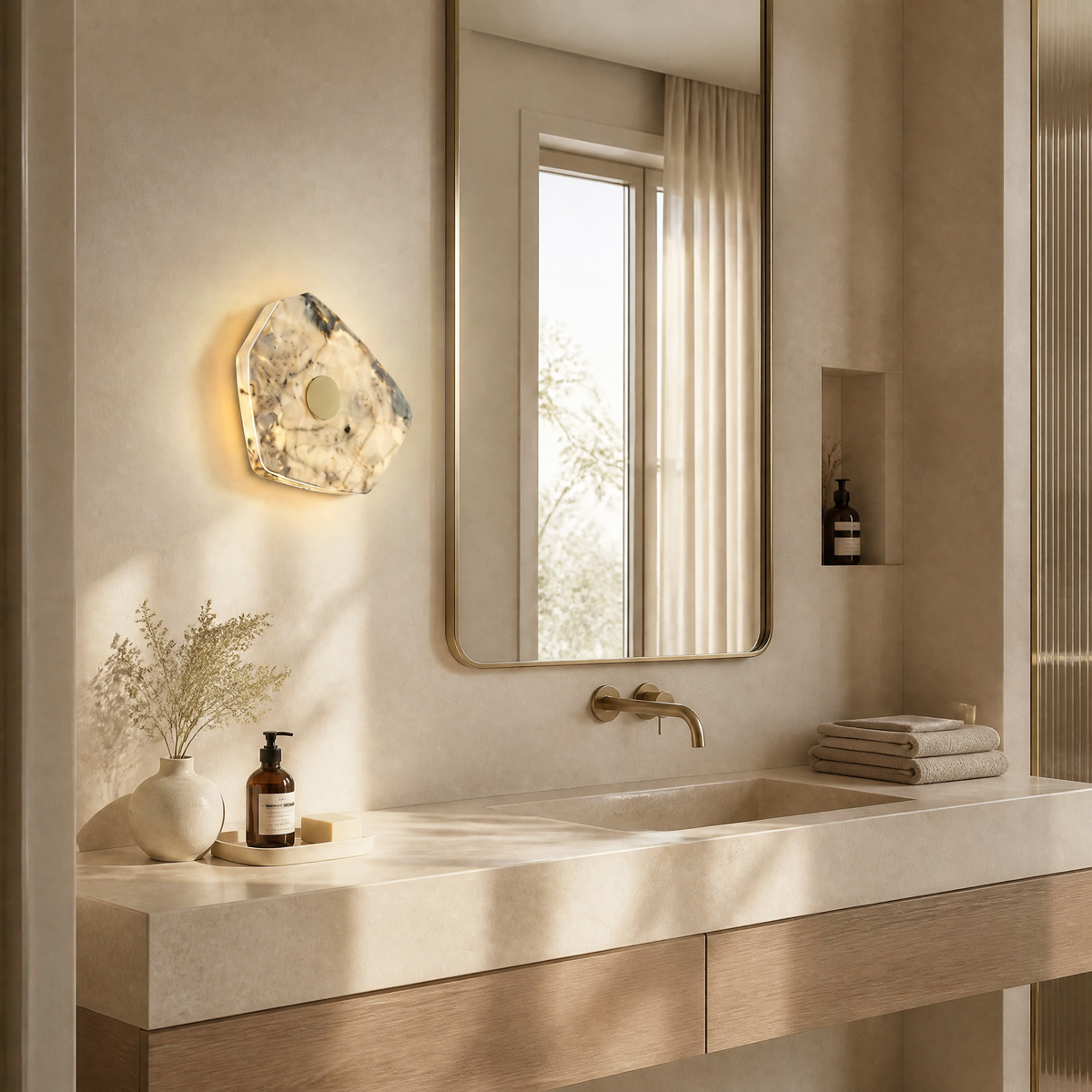 Yiosi High Luxury Natural Stone Wall Sconce 8" Style B