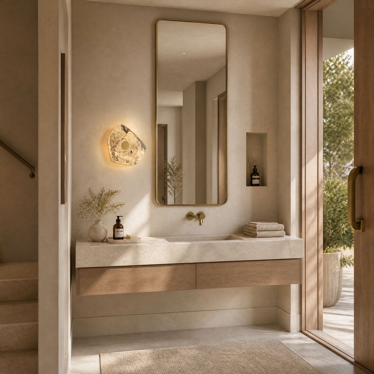 Yiosi High Luxury Natural Stone Wall Sconce 8" Style B