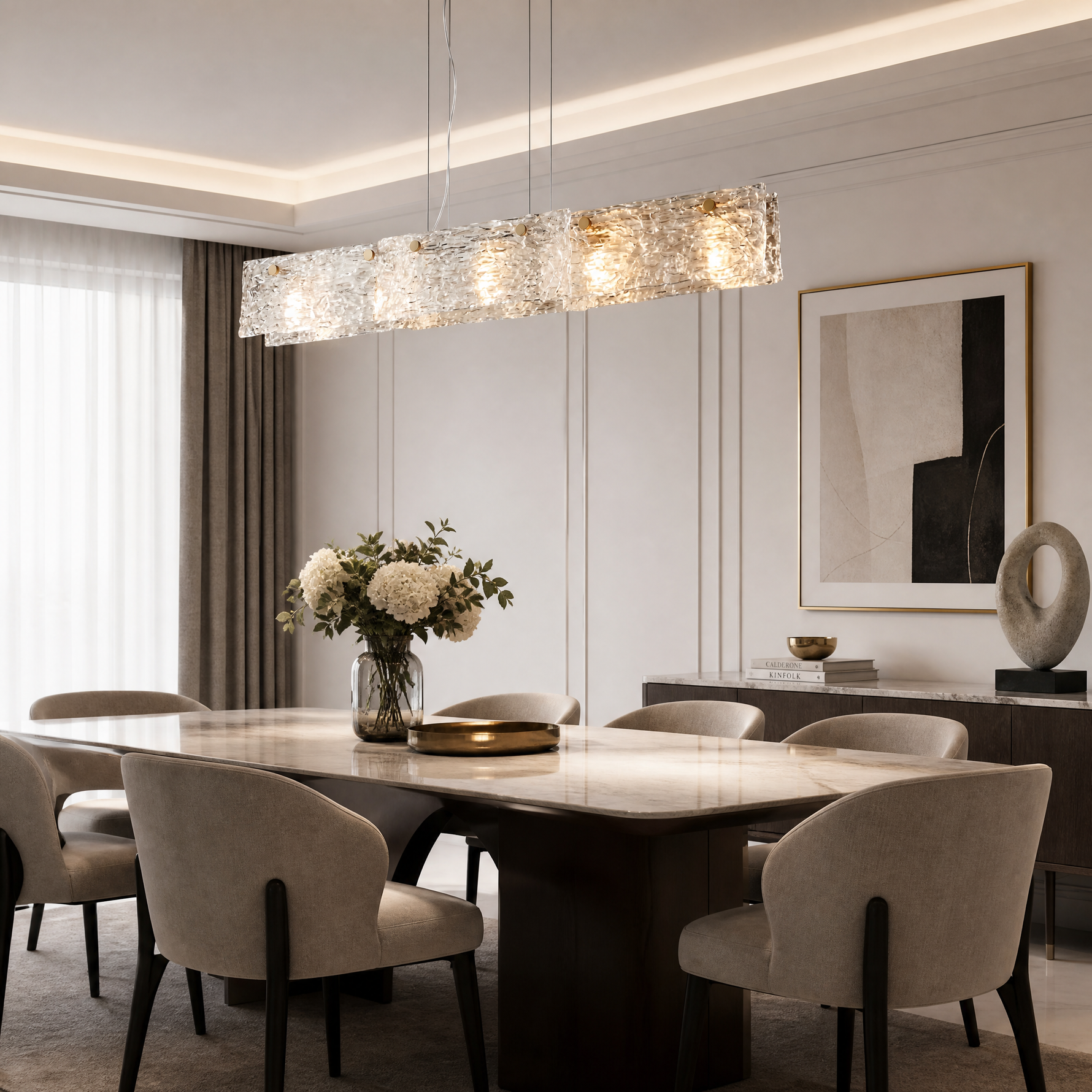 Yiosi Knox Linear Fluted Glass Chandelier 42"