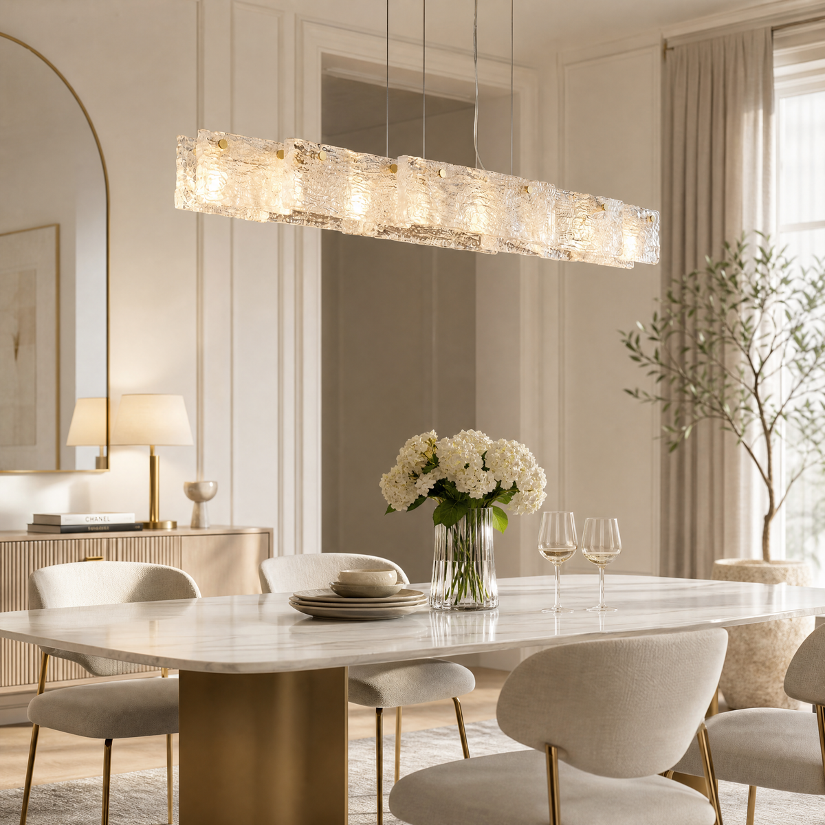 Yiosi Knox Linear Fluted Glass Chandelier 63"
