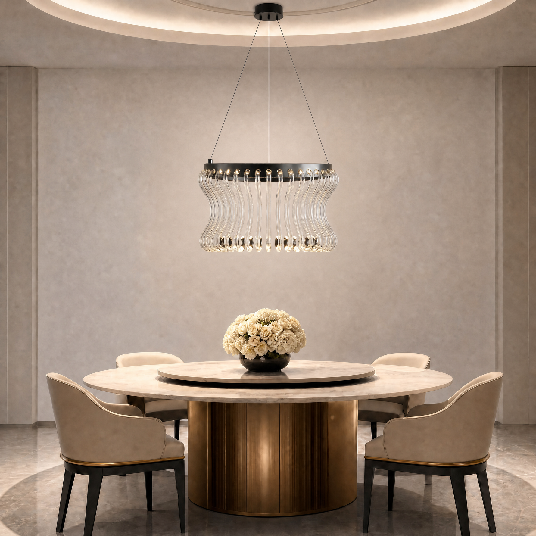 Yiosi Lennox Round Glass Chandelier 21.6" D