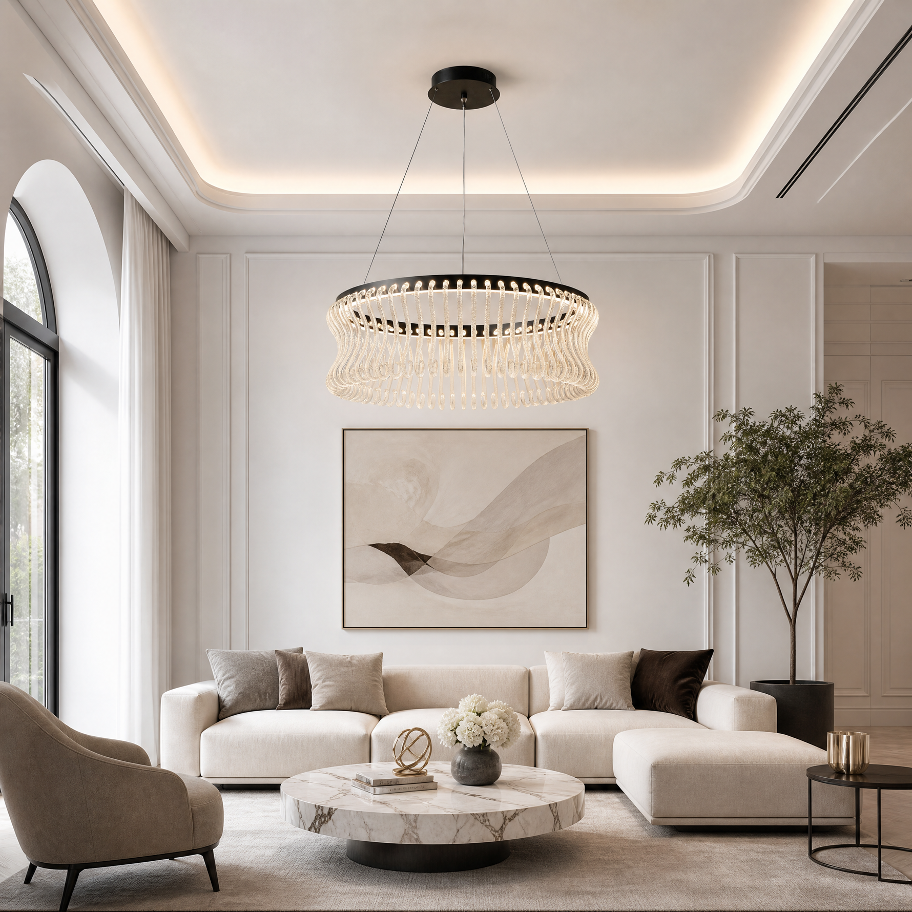 Yiosi Lennox Round Glass Chandelier 39.4" D