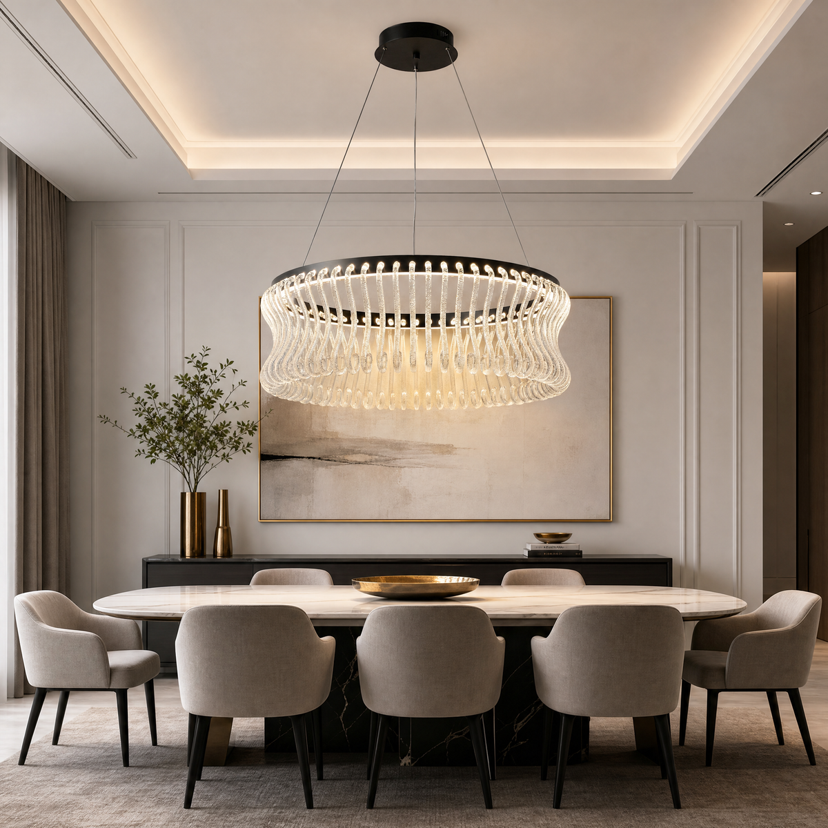 Yiosi Lennox Round Glass Chandelier 39.4" D