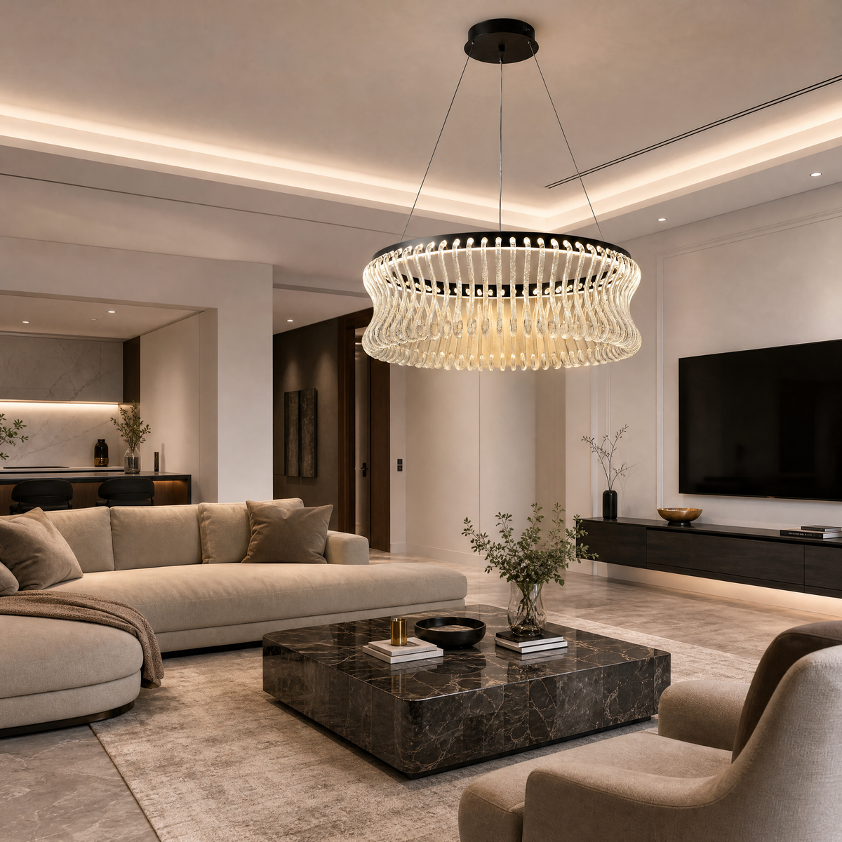 Yiosi Lennox Round Glass Chandelier 39.4" D