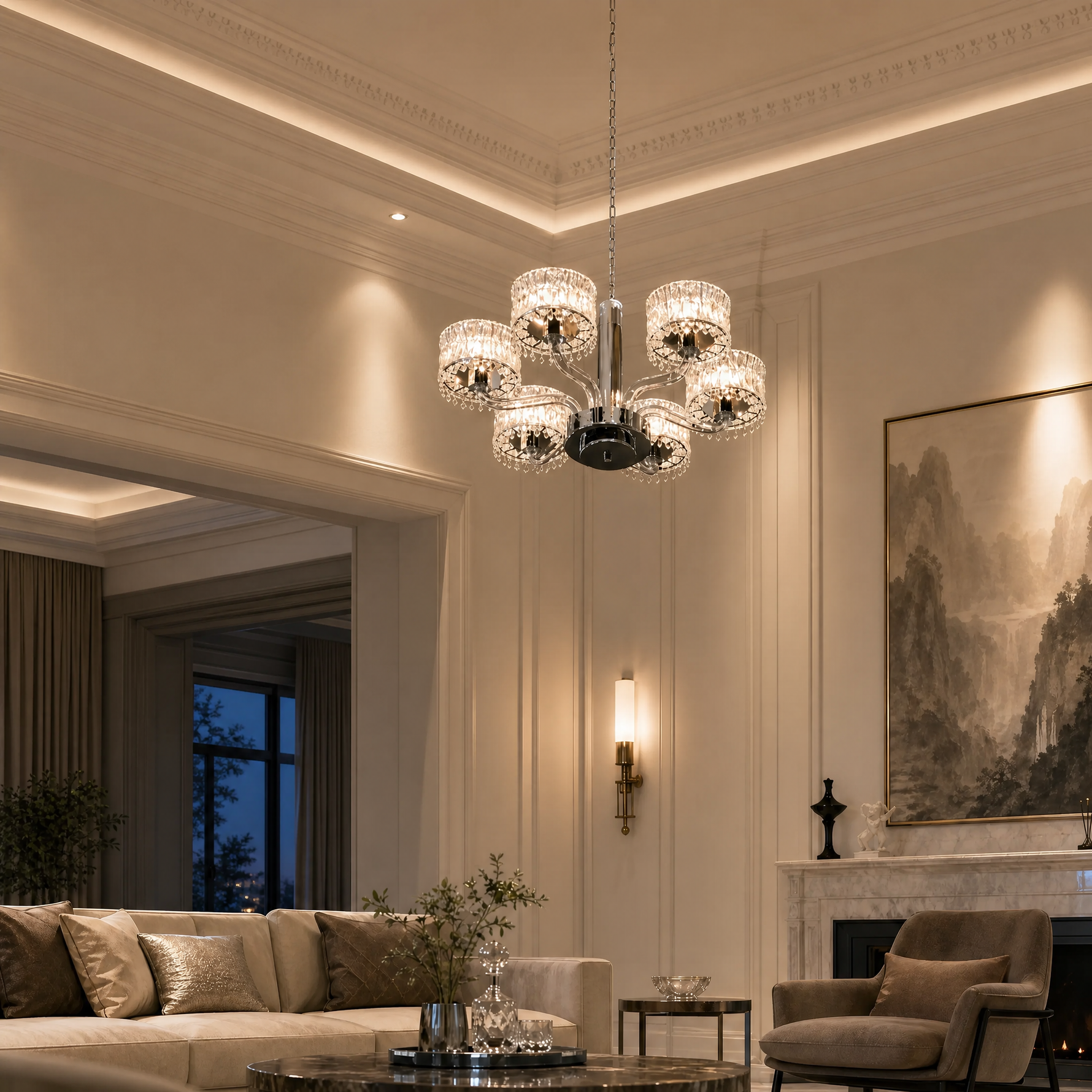 Yiosi Lumiere Crystal Pendant Light 26"