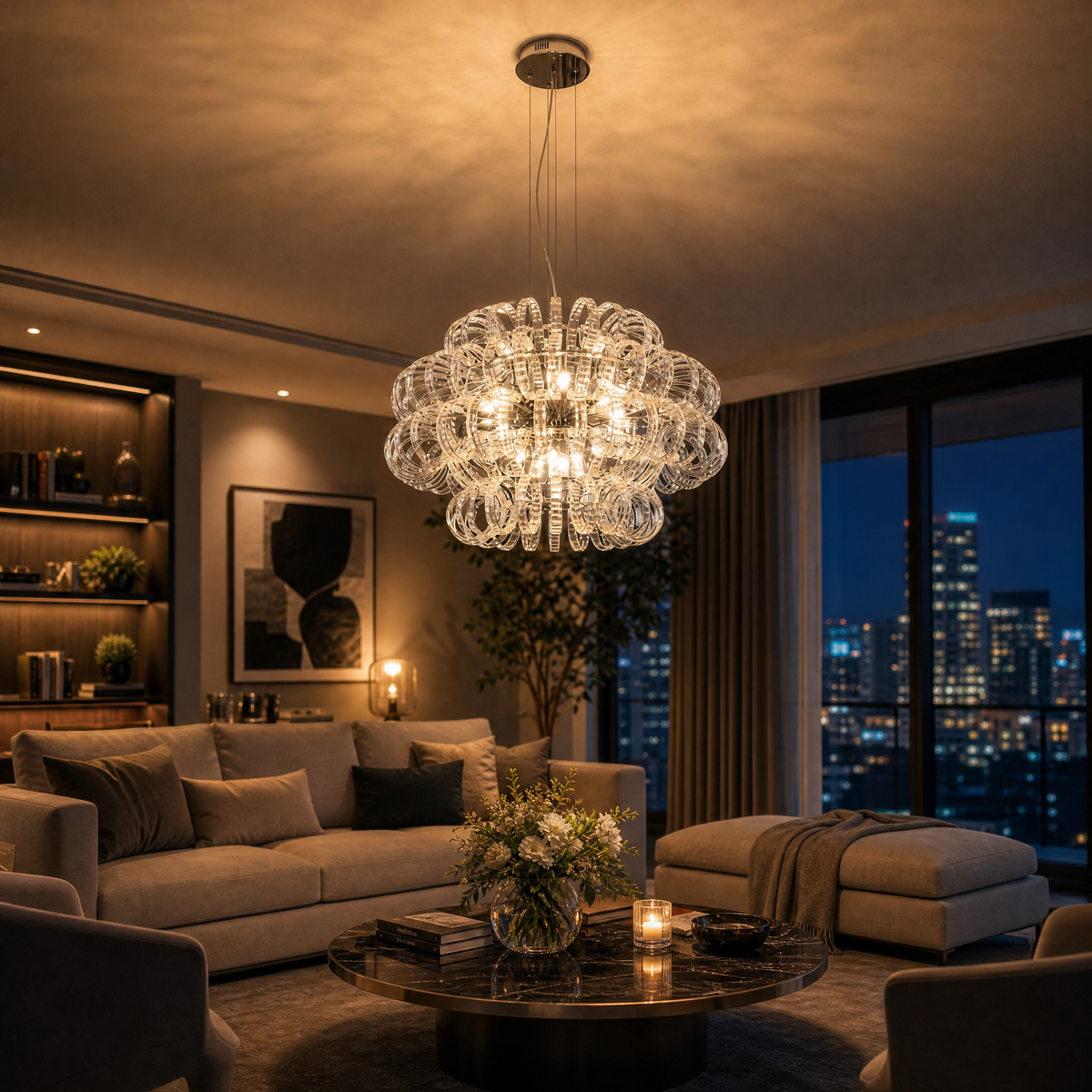 Yiosi Opulence Clear Glass Pendant Light 24"