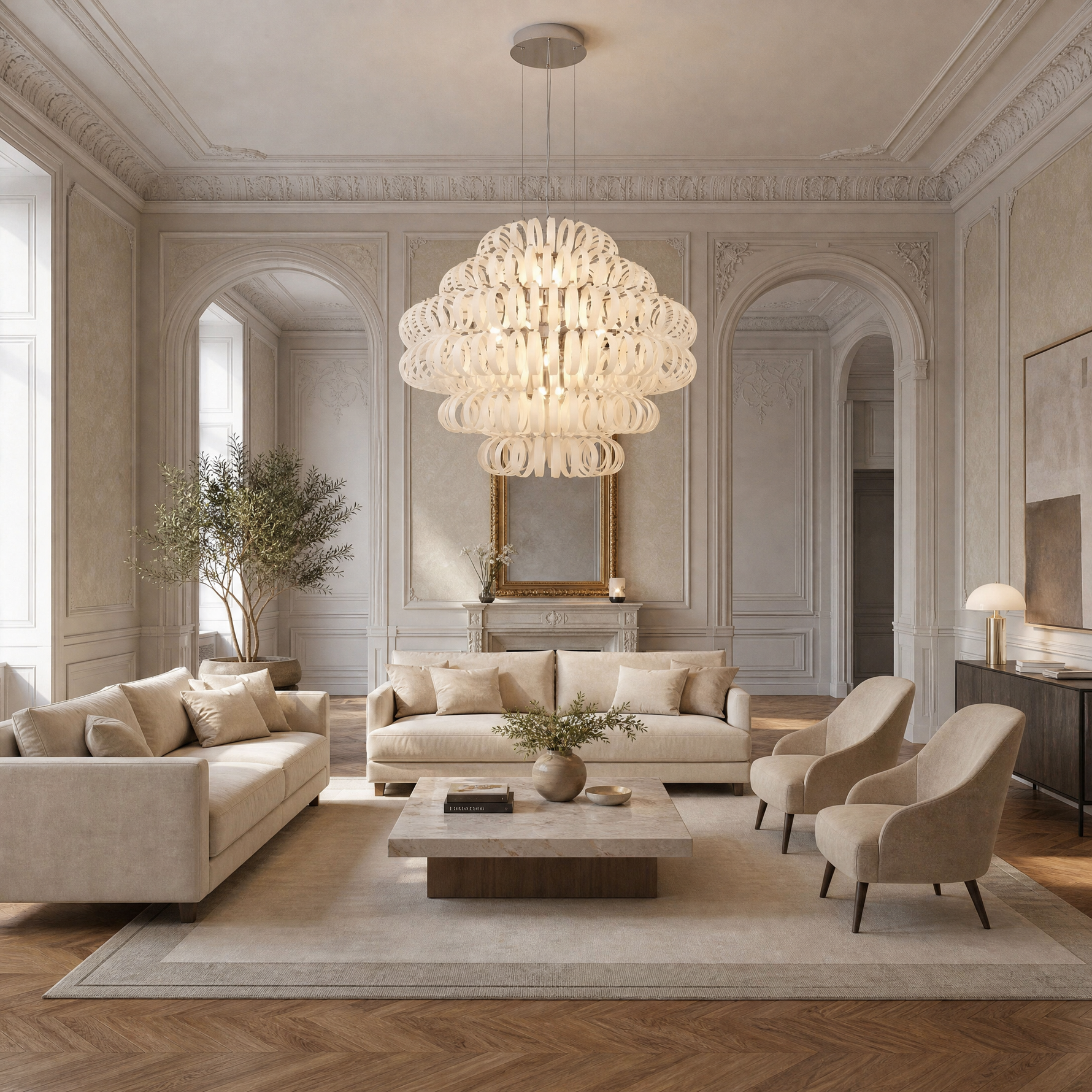 Yiosi Opulence Frosted Glass Chandelier 31" Style B