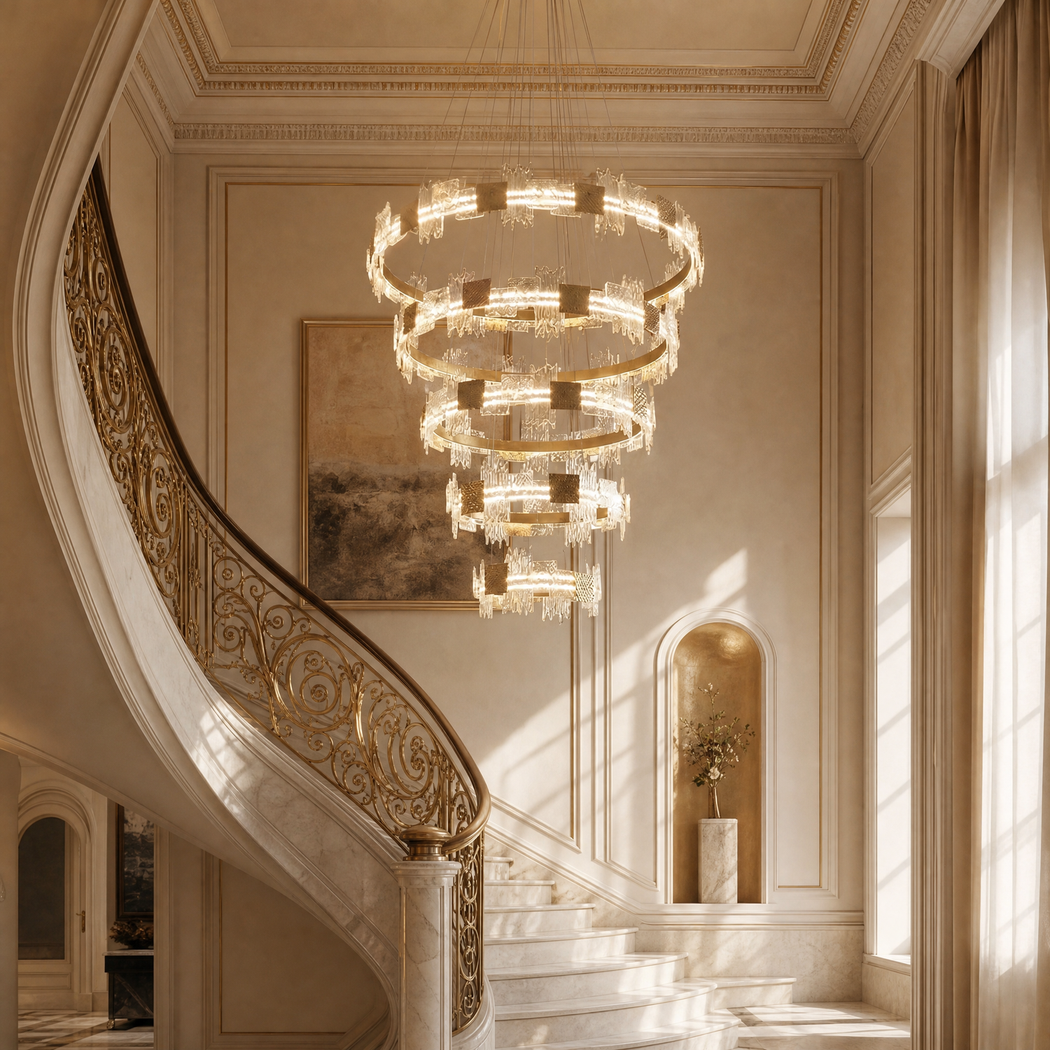 Yiosi Oriole Shadow Cascading Multi-Tier Glass Chandelier