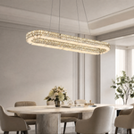 Yiosi Oval Crystal & Alabaster Chandelier 47"