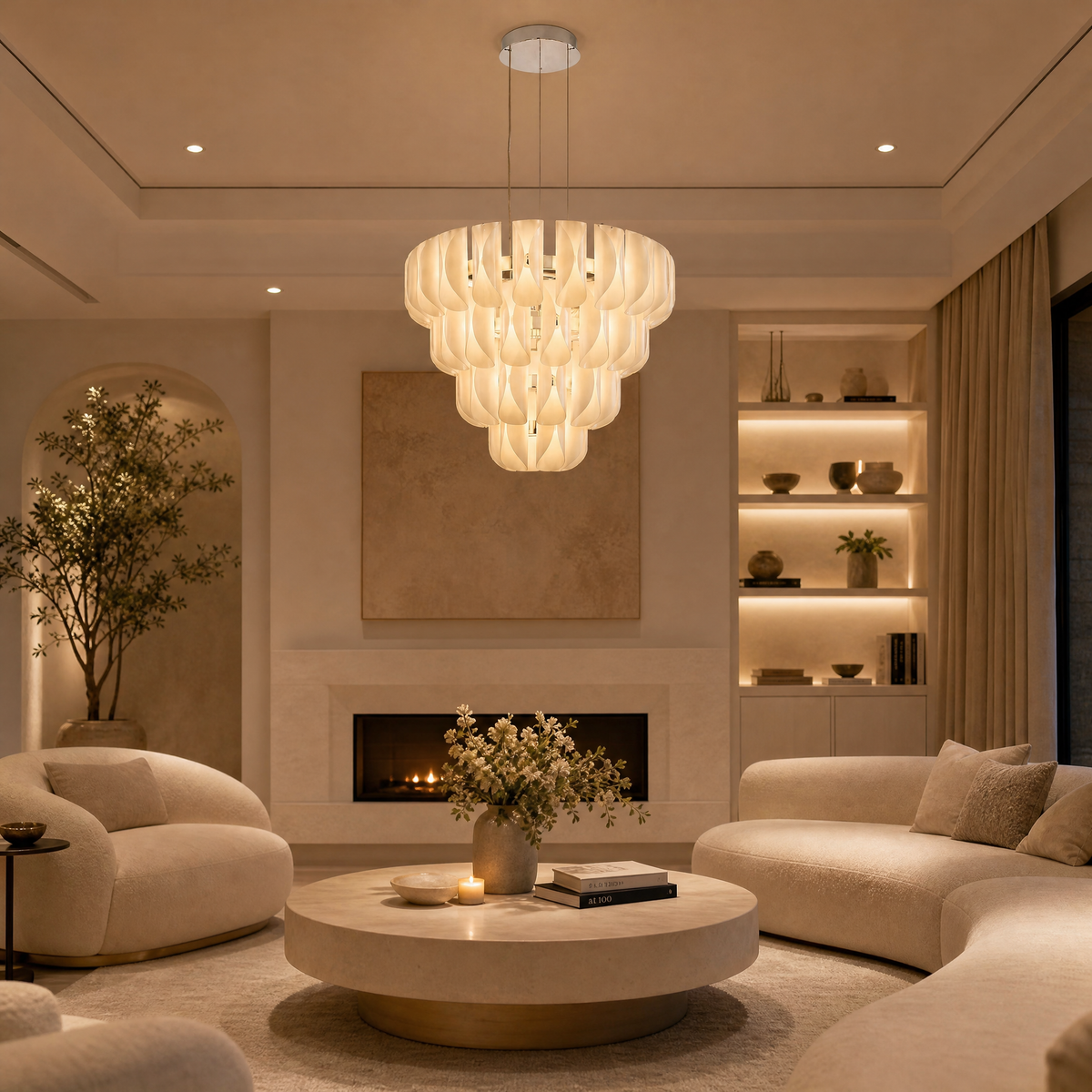 Yiosi Phantom Cascading Multi-Tier Glass Chandelier