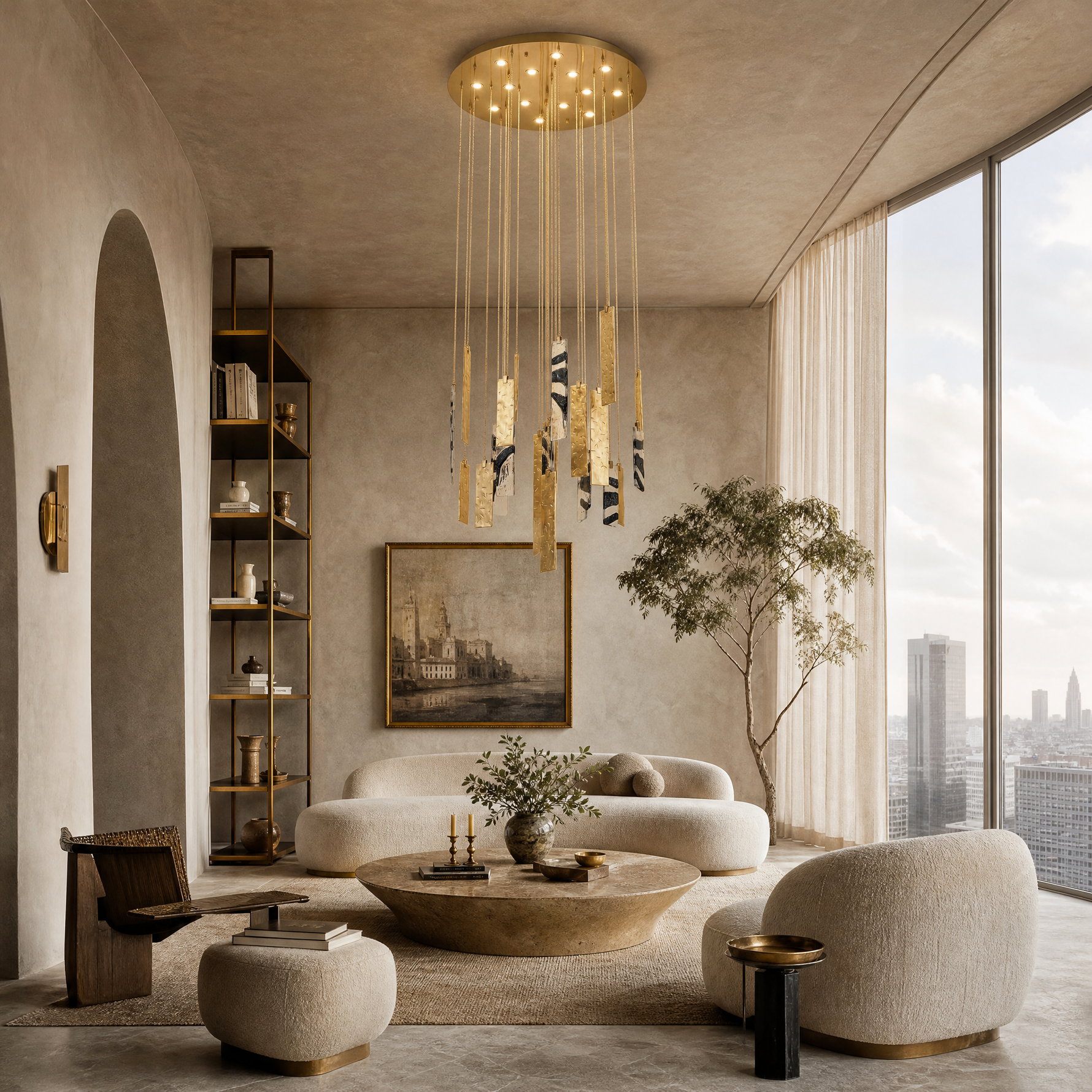 Yiosi Series Cascading Glass Chandelier 31"