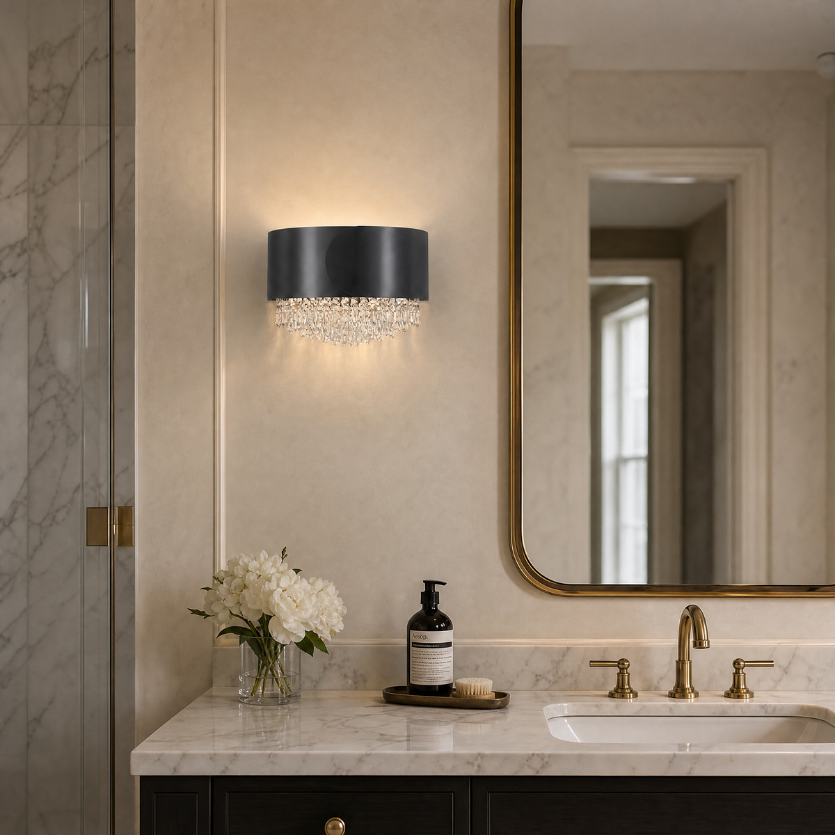 Yiosi Series Crystal Wall Sconce 14"